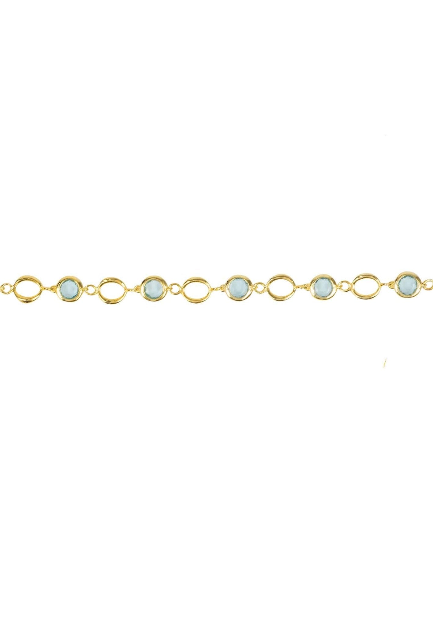 Milan Link Gemstone Bracelet Gold Blue Topaz - LATELITA Bracelets