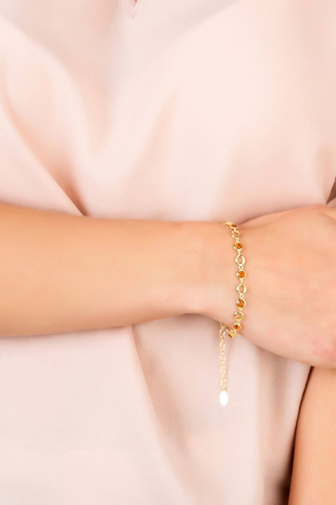 Milan Link Gemstone Bracelet Gold Citrine - LATELITA Bracelets