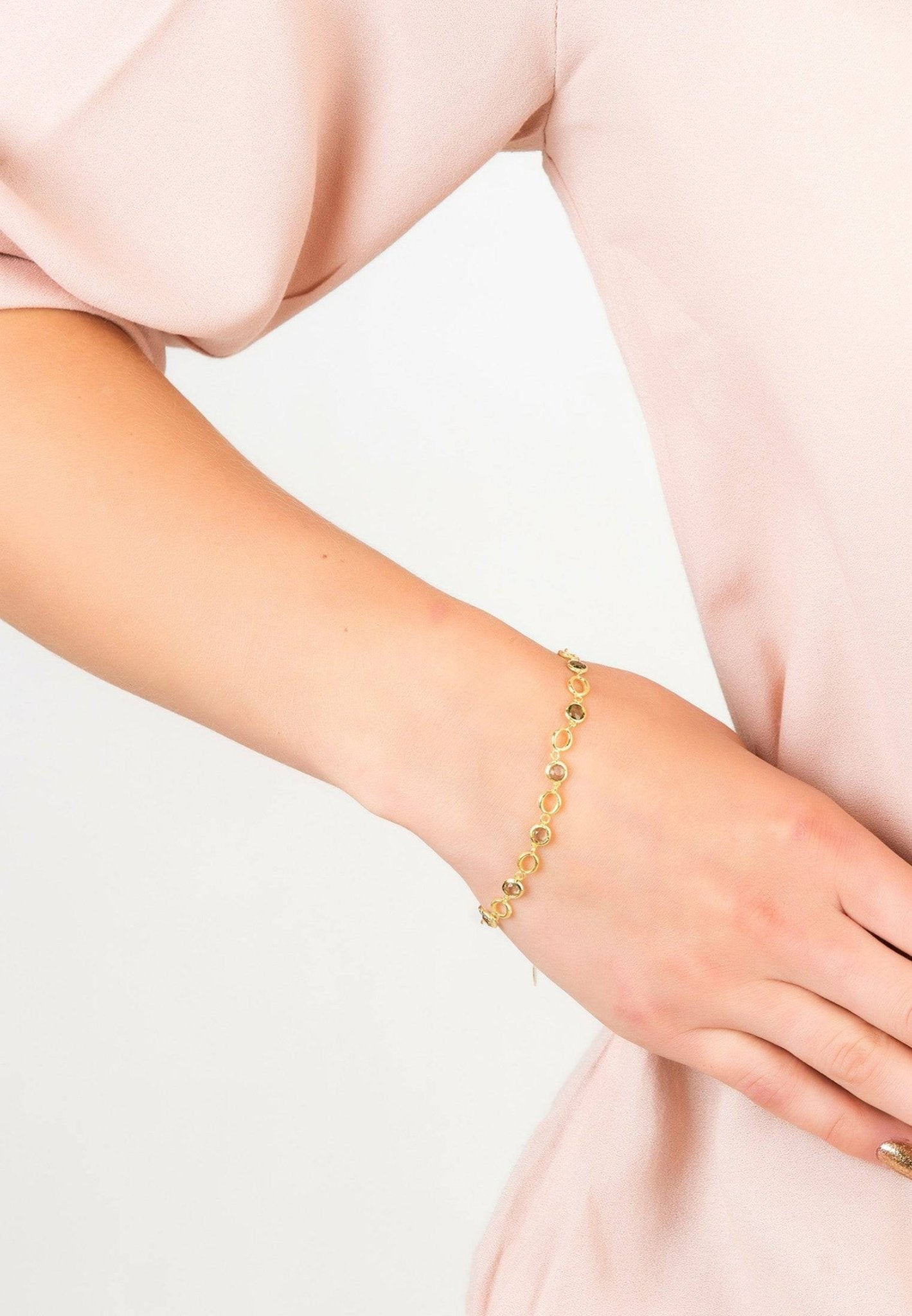 Milan Link Gemstone Bracelet Gold Peridot - LATELITA Bracelets