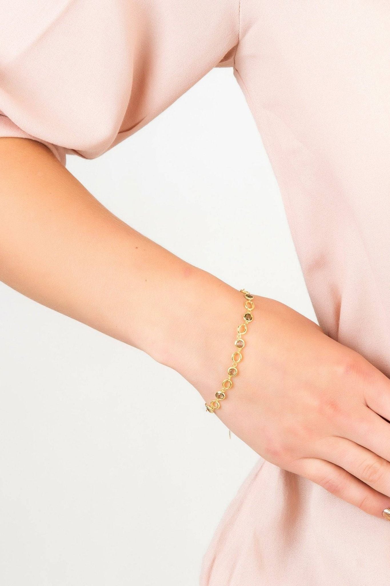 Milan Link Gemstone Bracelet Gold Peridot - LATELITA Bracelets