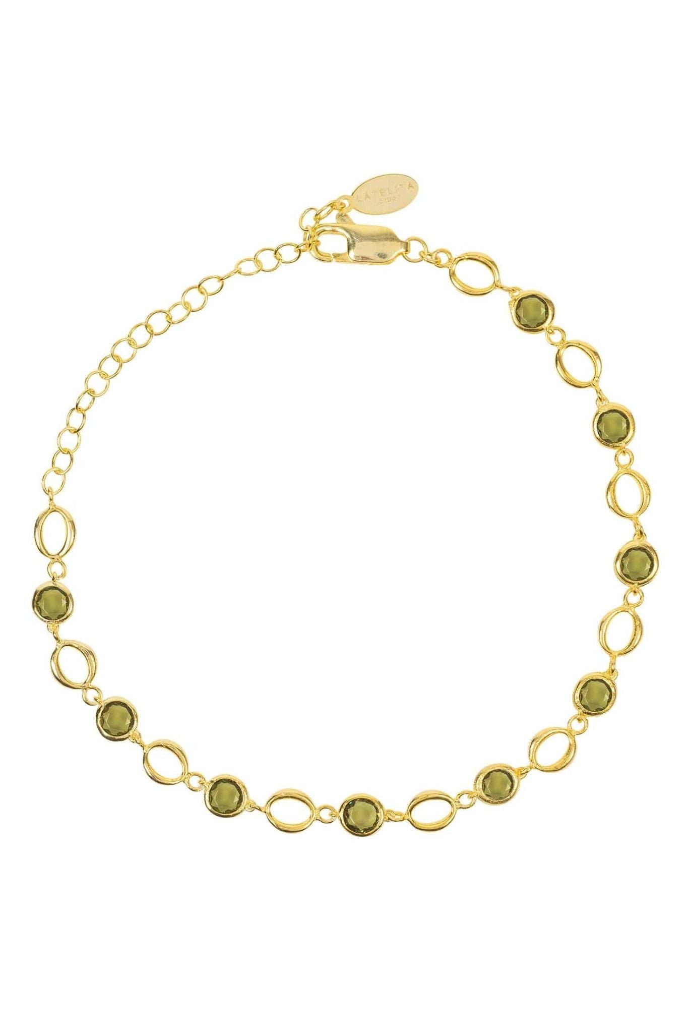 Milan Link Gemstone Bracelet Gold Peridot - LATELITA Bracelets