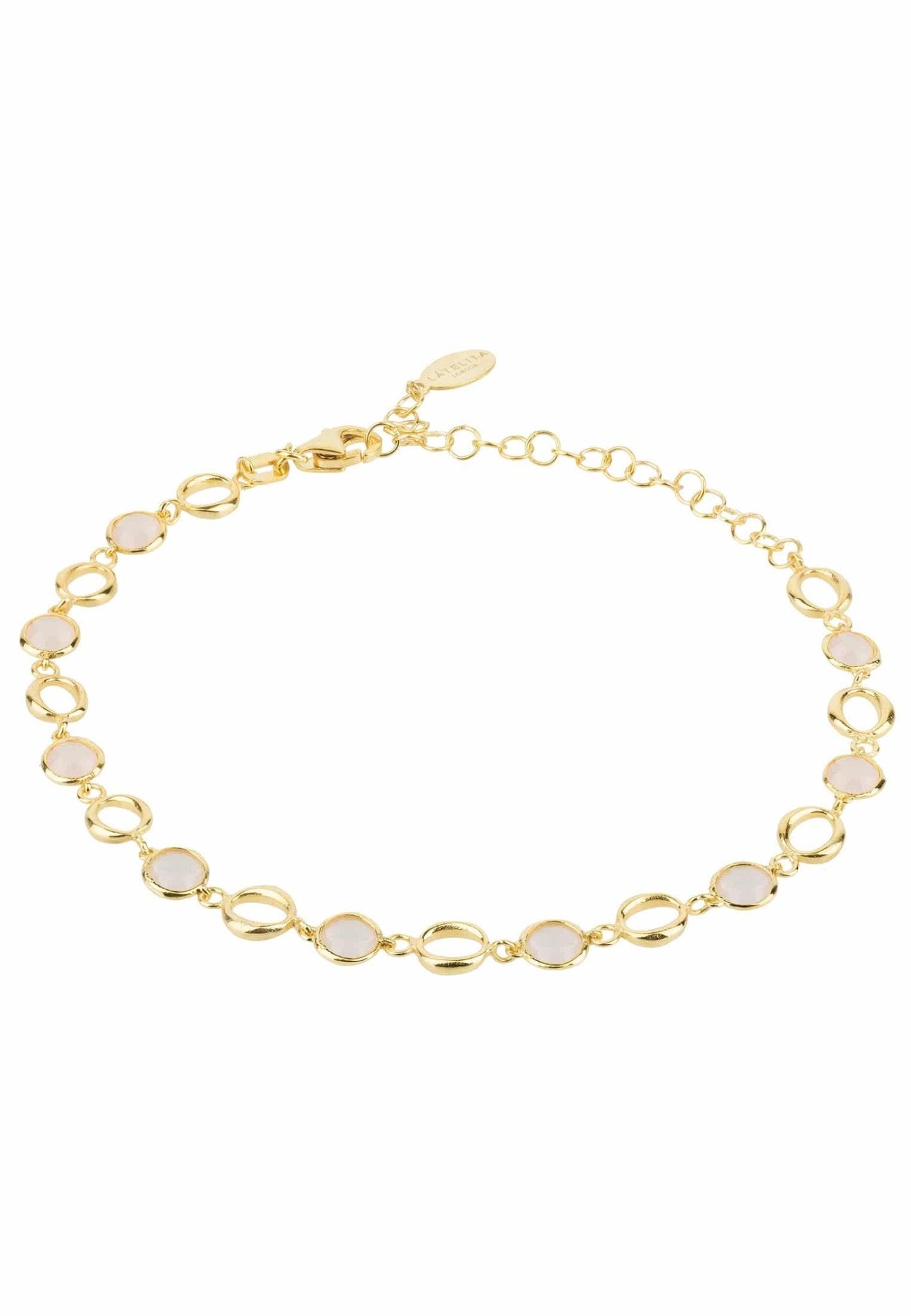 Milan Link Gemstone Bracelet Gold Rose Quartz - LATELITA Bracelets