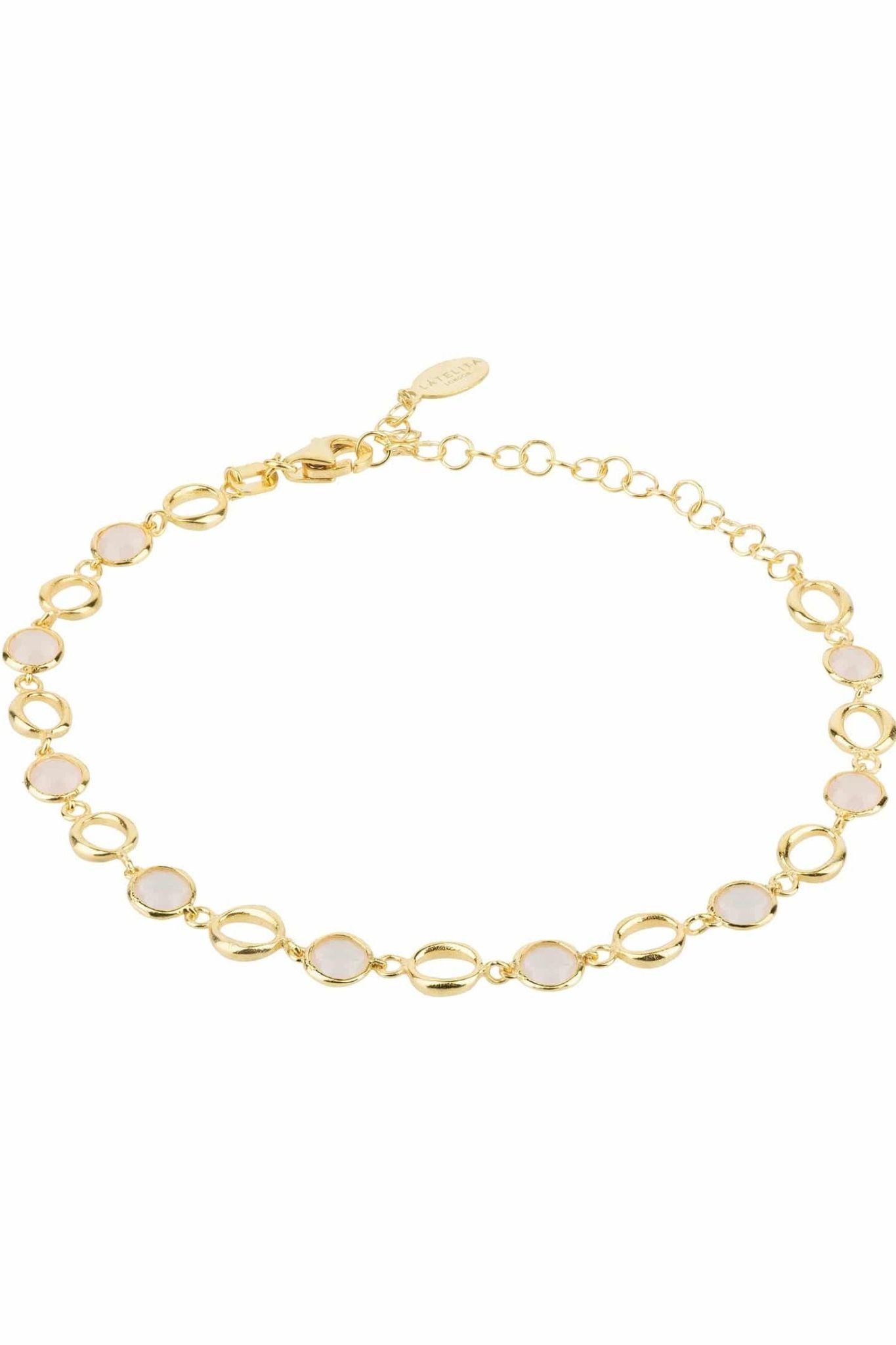 Milan Link Gemstone Bracelet Gold Rose Quartz - LATELITA Bracelets