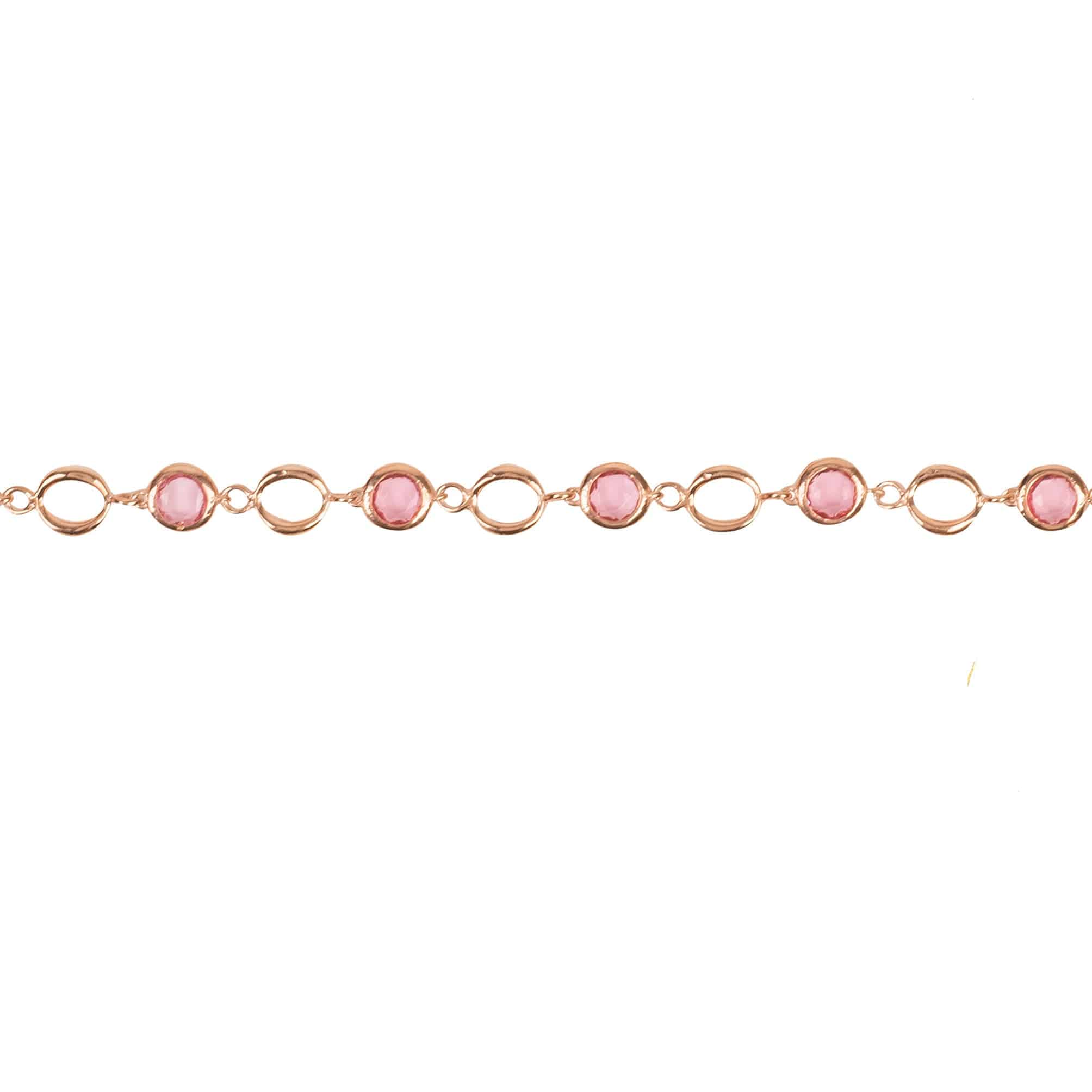 Milan Link Gemstone Bracelet Rose Gold Pink Tourmaline - LATELITA Bracelets