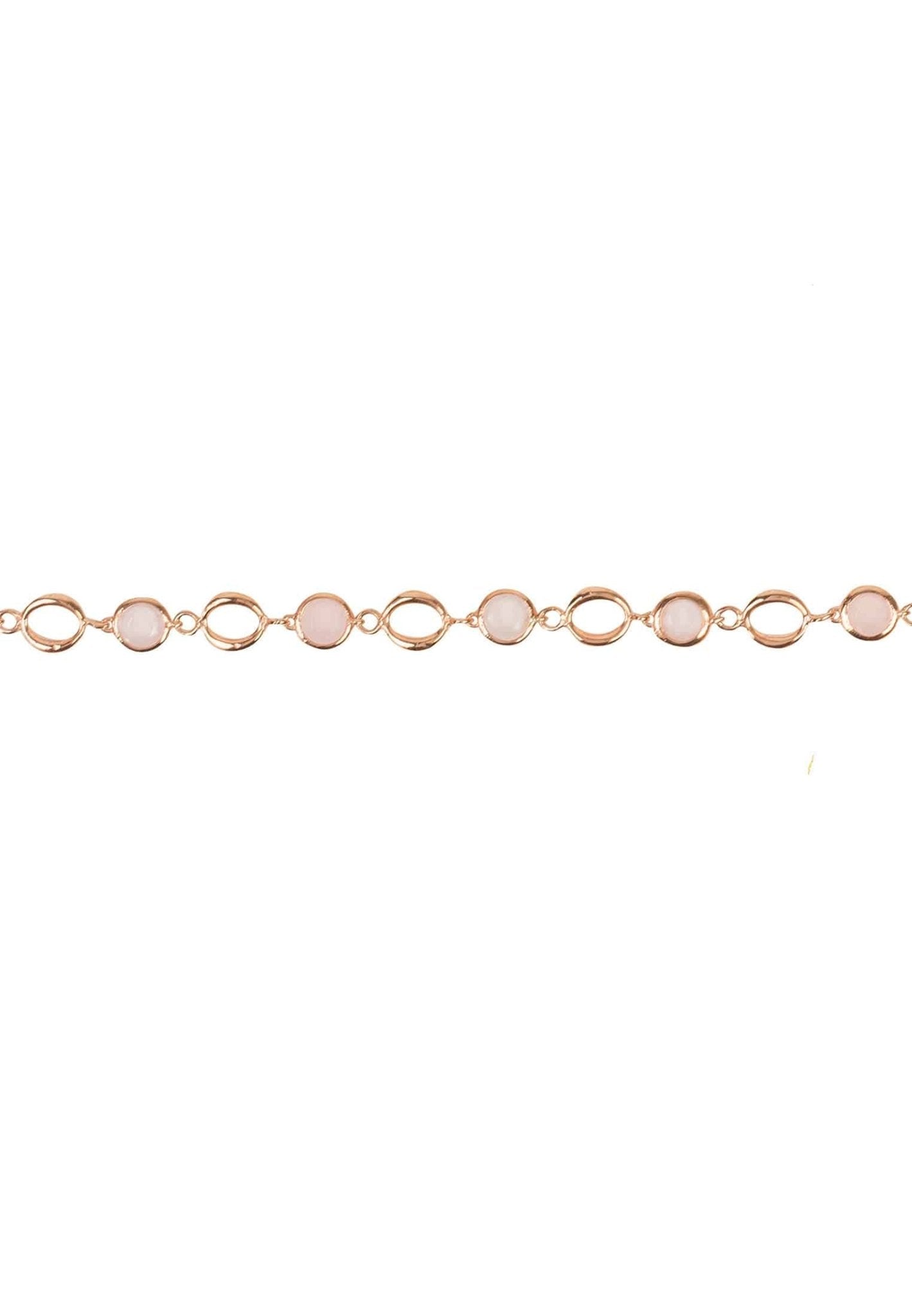 Milan Link Gemstone Bracelet Rose Gold Rose Quartz - LATELITA Bracelets