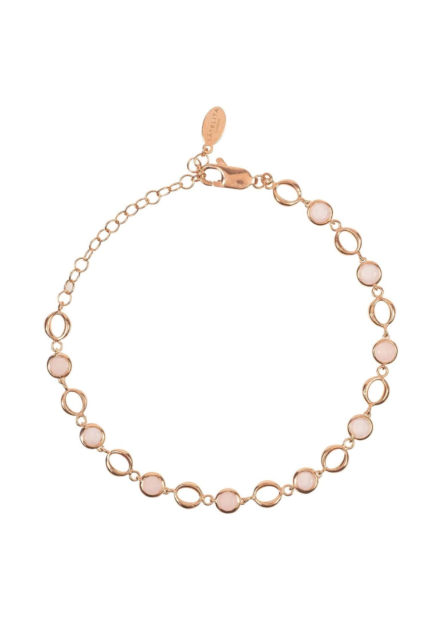 Milan Link Gemstone Bracelet Rose Gold Rose Quartz - LATELITA Bracelets