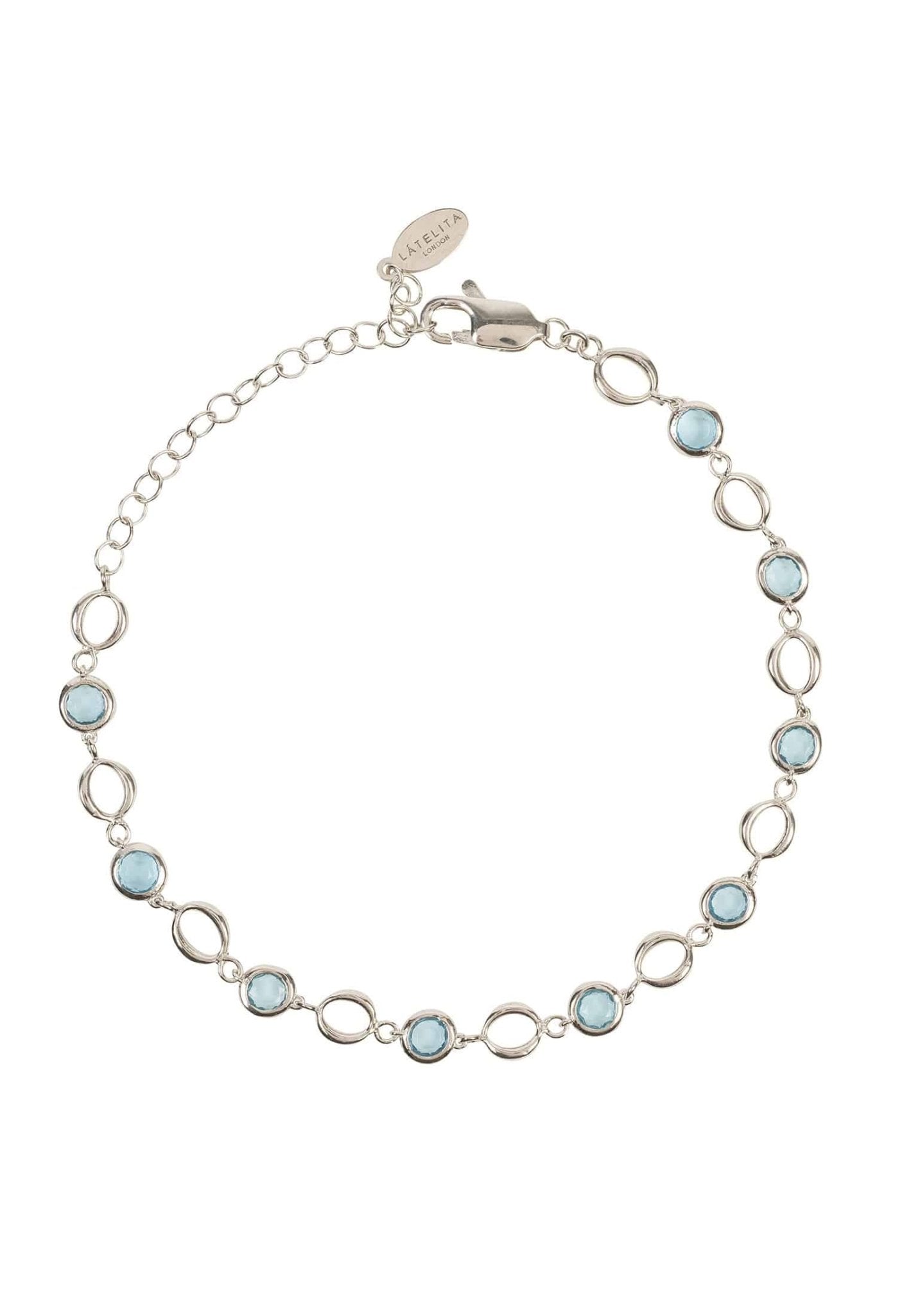 Milan Link Gemstone Bracelet Silver Blue Topaz - LATELITA Bracelets