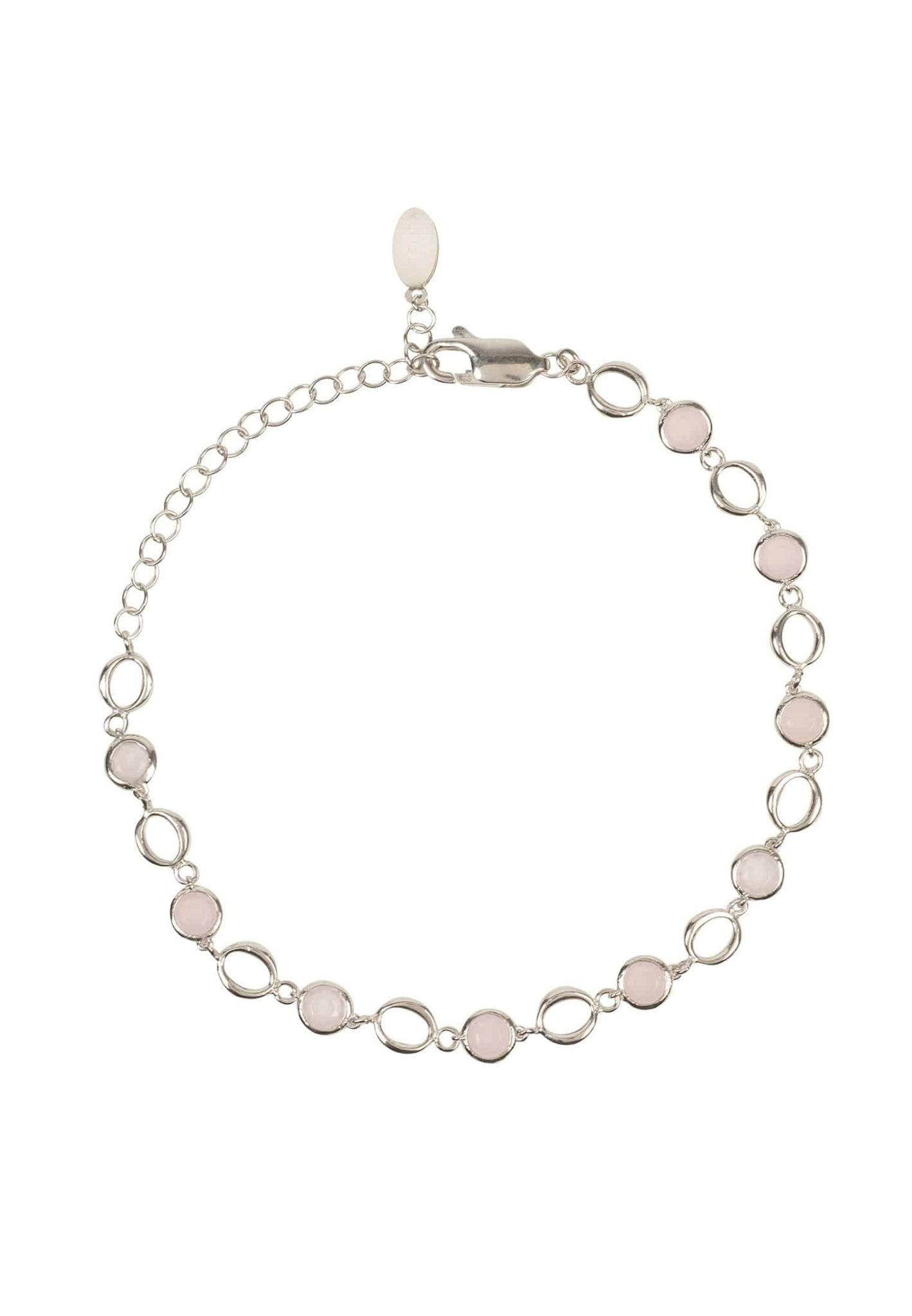 Milan Link Gemstone Bracelet Silver Rose Quartz - LATELITA Bracelets