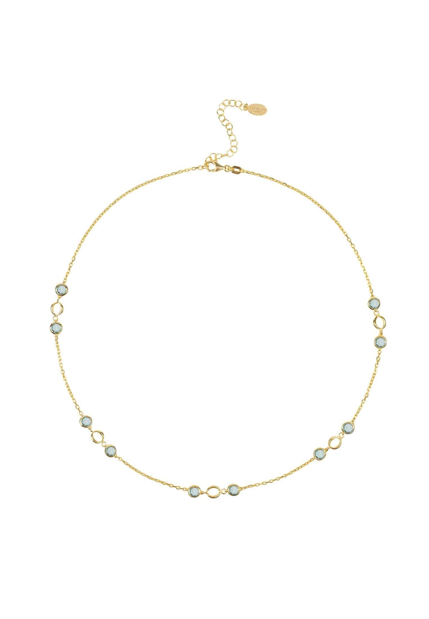Milan Link Gemstone Necklace Gold Blue Topaz - LATELITA Necklaces