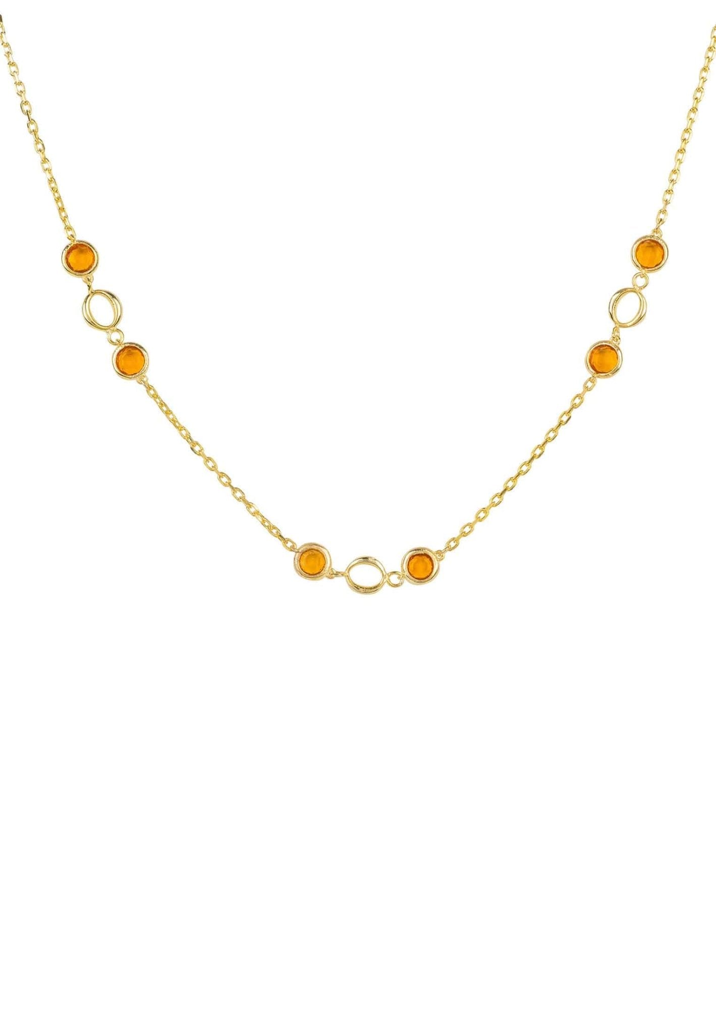 Milan Link Gemstone Necklace Gold Citrine - LATELITA Necklaces
