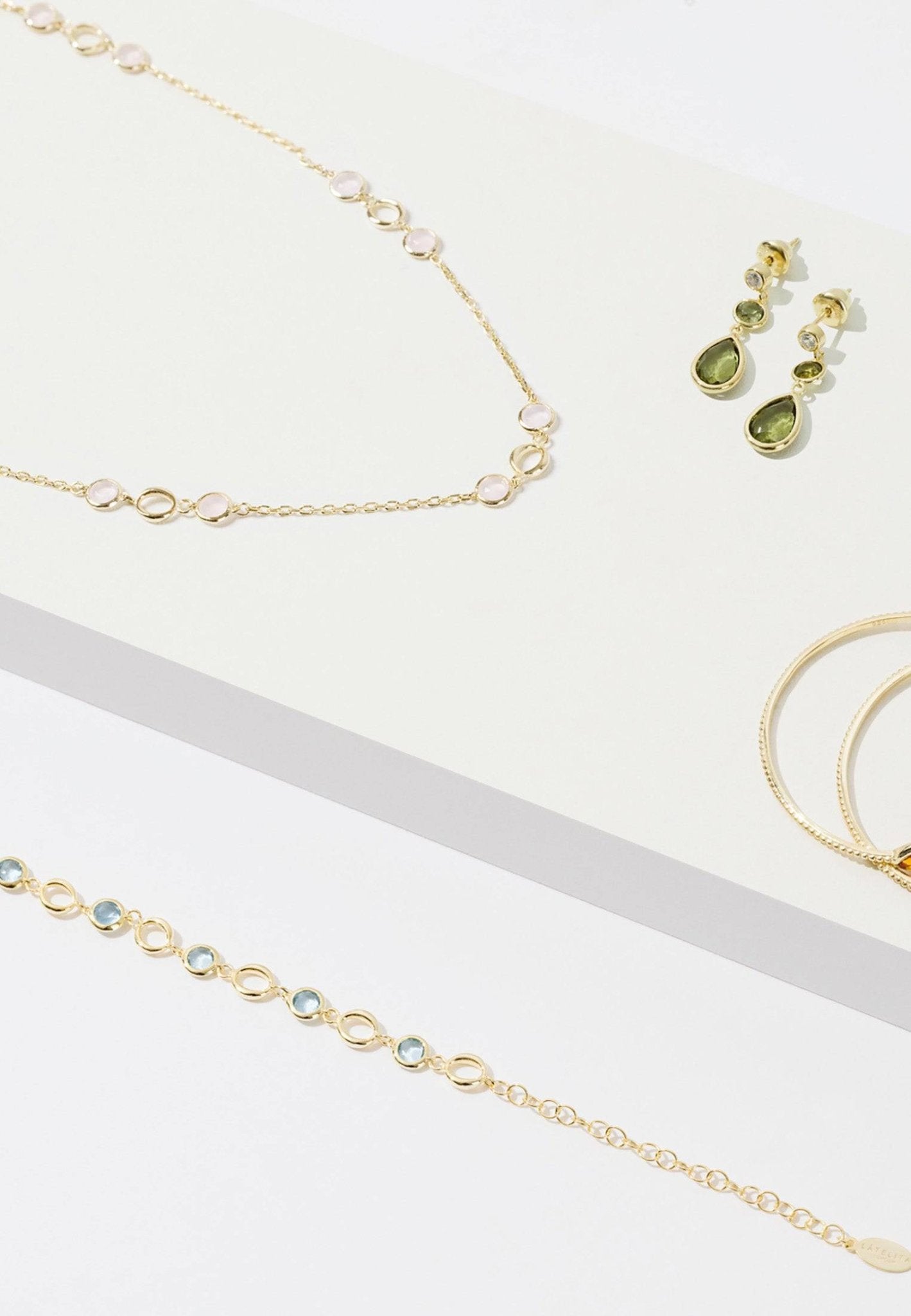 Milan Link Gemstone Necklace Gold Peridot - LATELITA Necklaces
