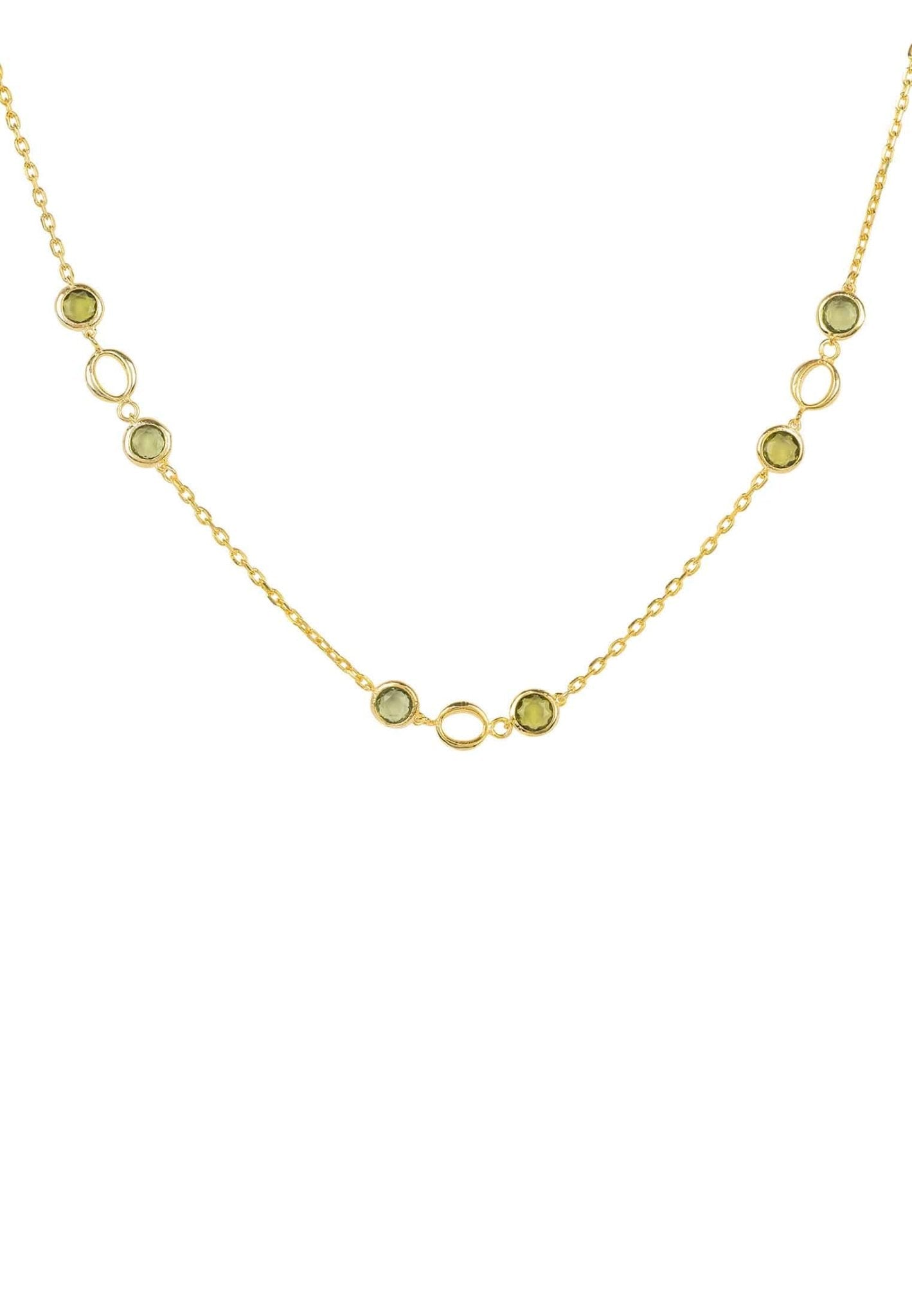 Milan Link Gemstone Necklace Gold Peridot - LATELITA Necklaces