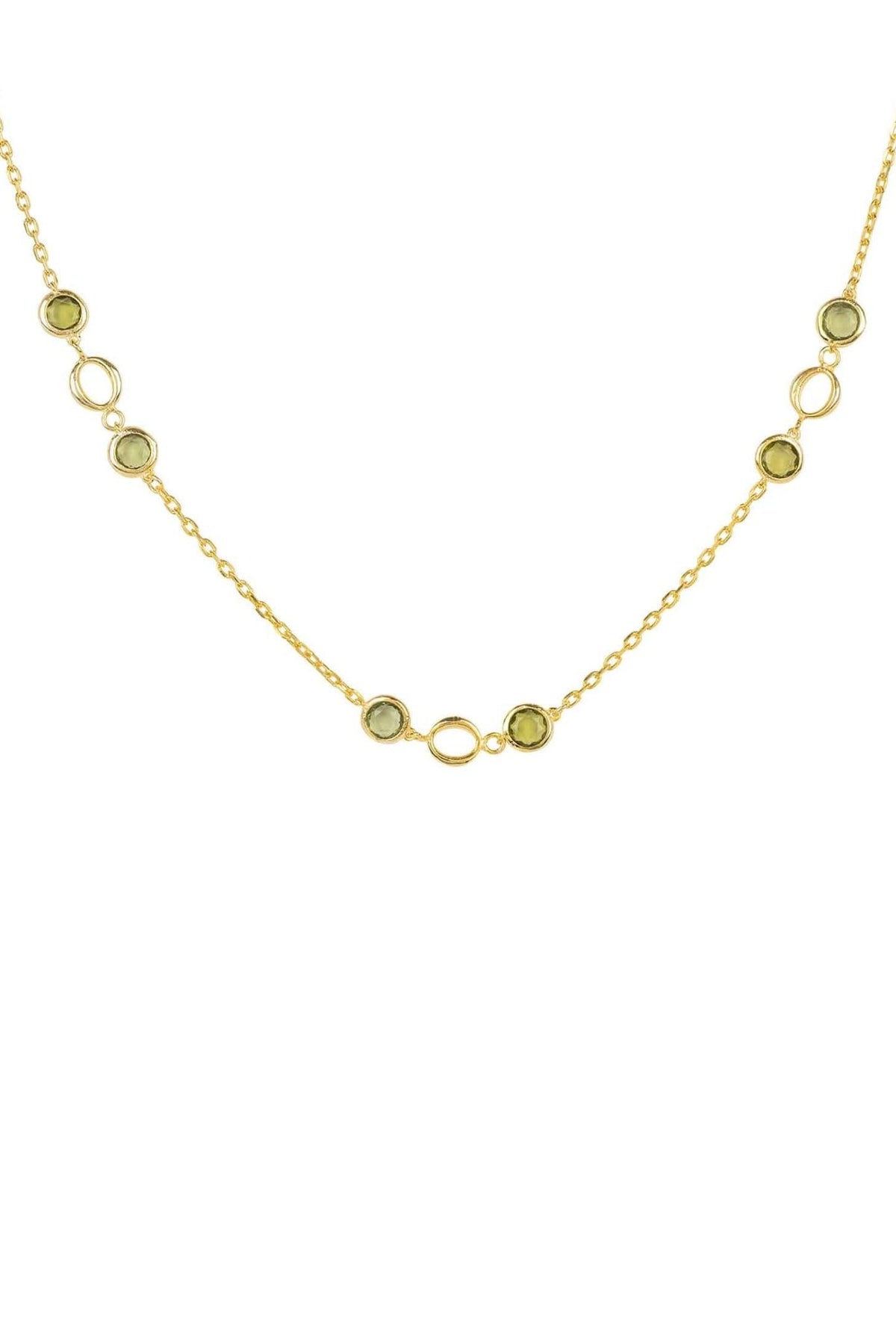Milan Link Gemstone Necklace Gold Peridot - LATELITA Necklaces