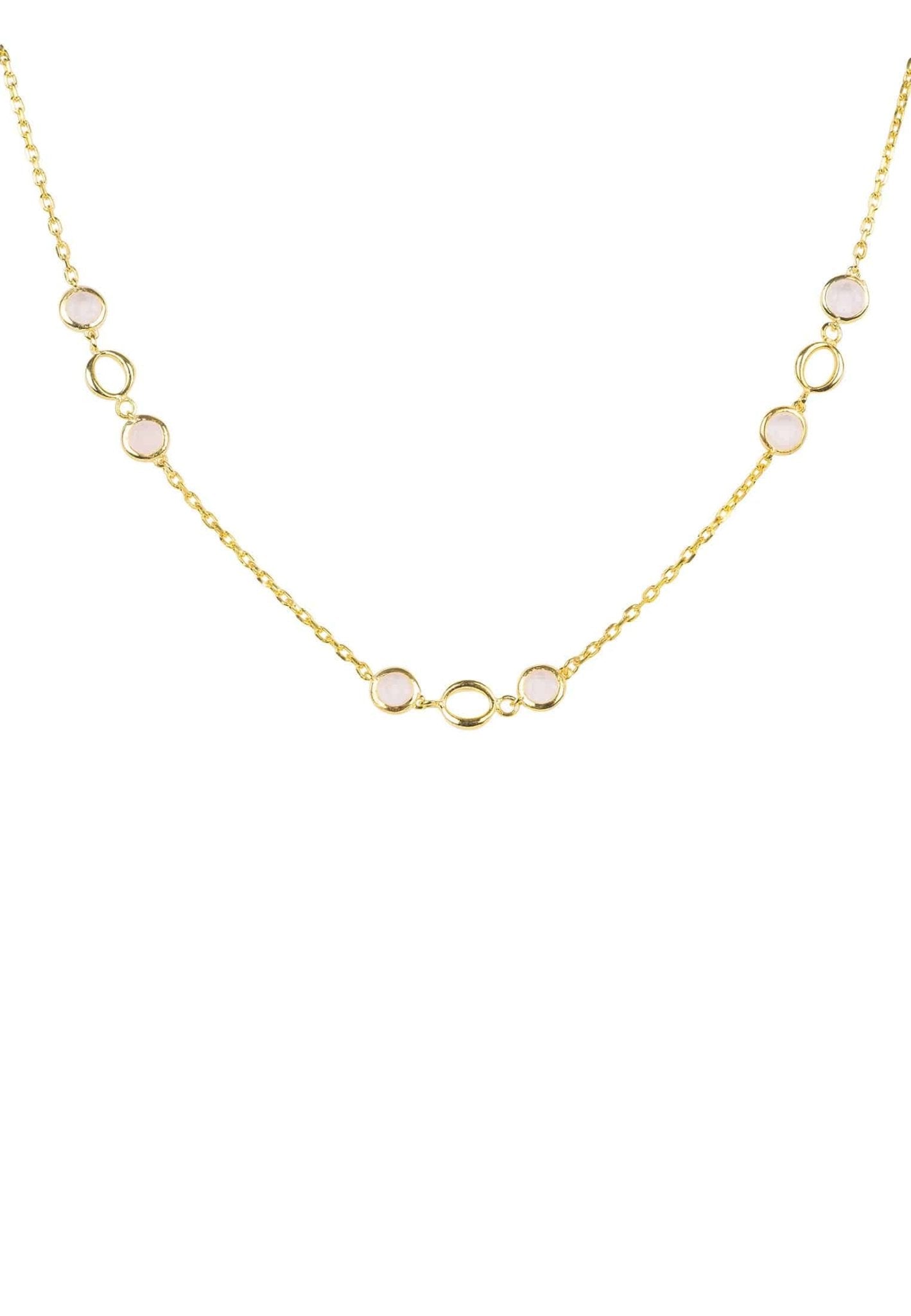 Milan Link Gemstone Necklace Gold Rose Quartz - LATELITA Necklaces
