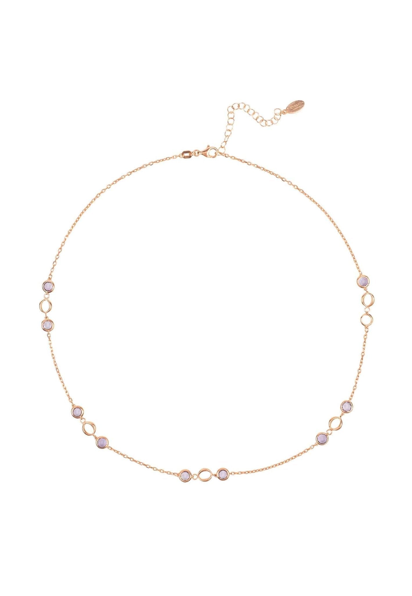Milan Link Gemstone Necklace Rose Gold Amethyst - LATELITA Necklaces