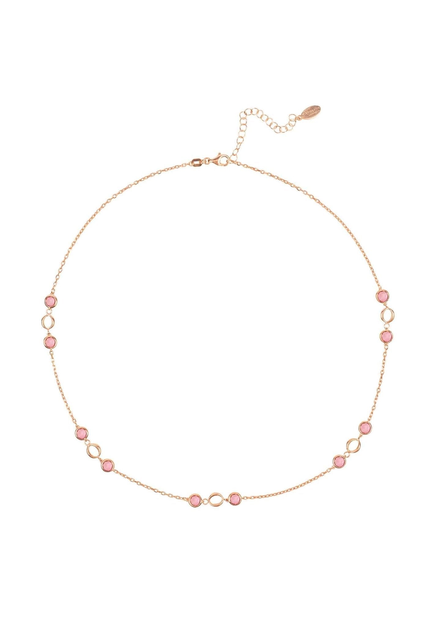 Milan Link Gemstone Necklace Rose Gold Pink Tourmaline - LATELITA Necklaces