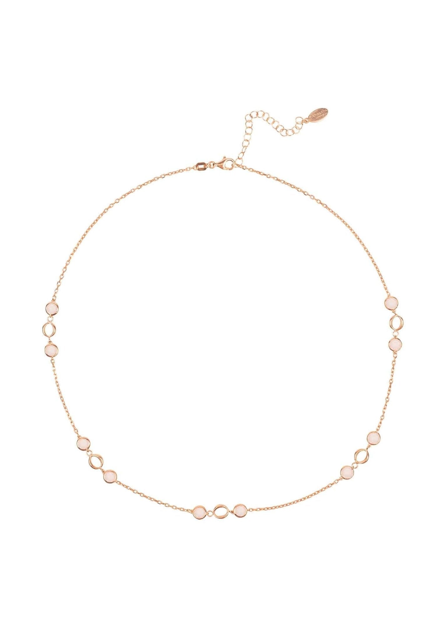 Milan Link Gemstone Necklace Rose Gold Rose Quartz - LATELITA Necklaces