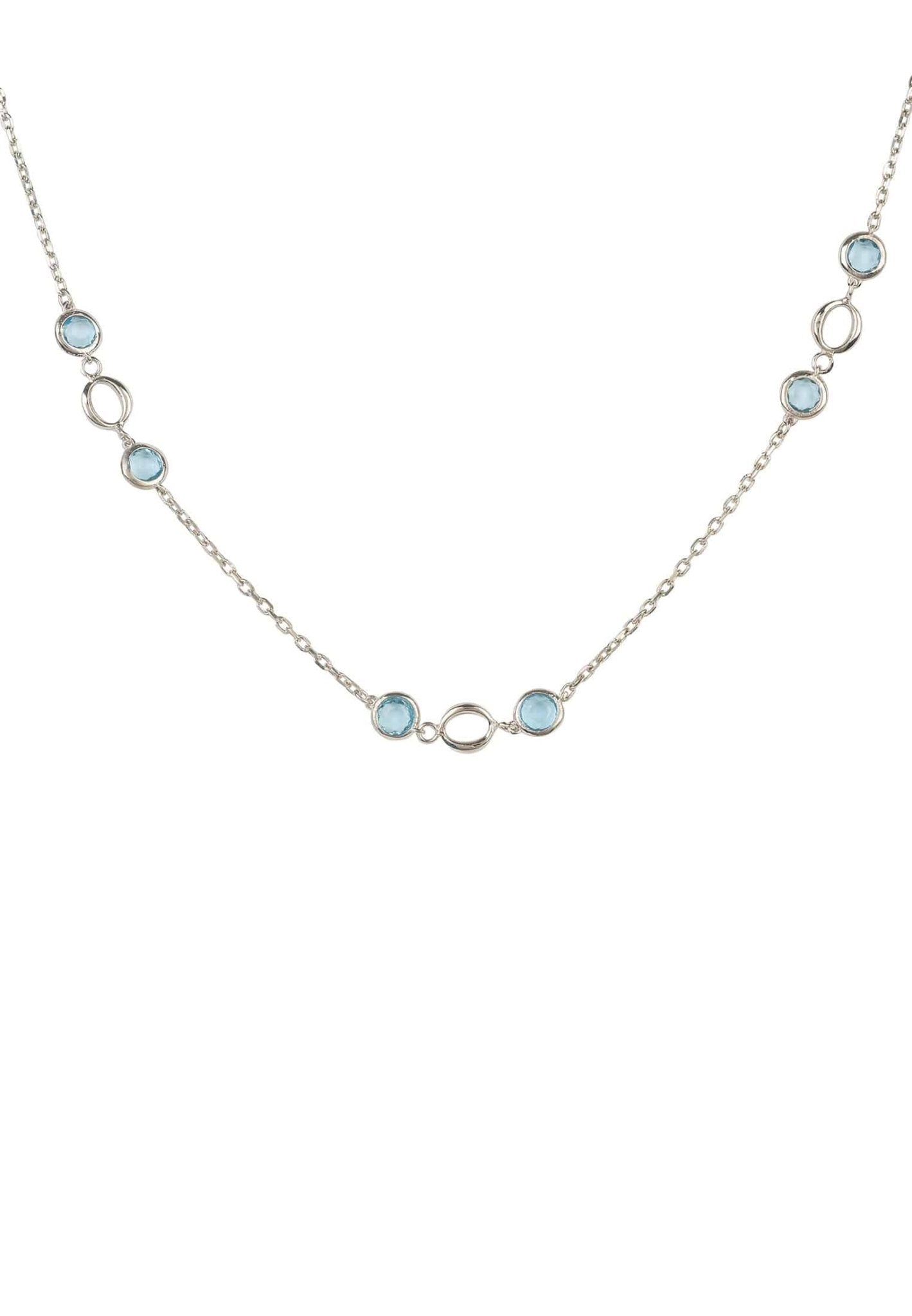 Milan Link Gemstone Necklace Silver Blue Topaz - LATELITA Necklaces