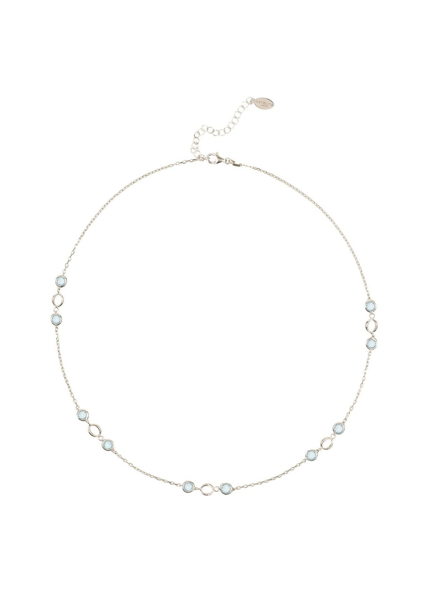 Milan Link Gemstone Necklace Silver Blue Topaz - LATELITA Necklaces