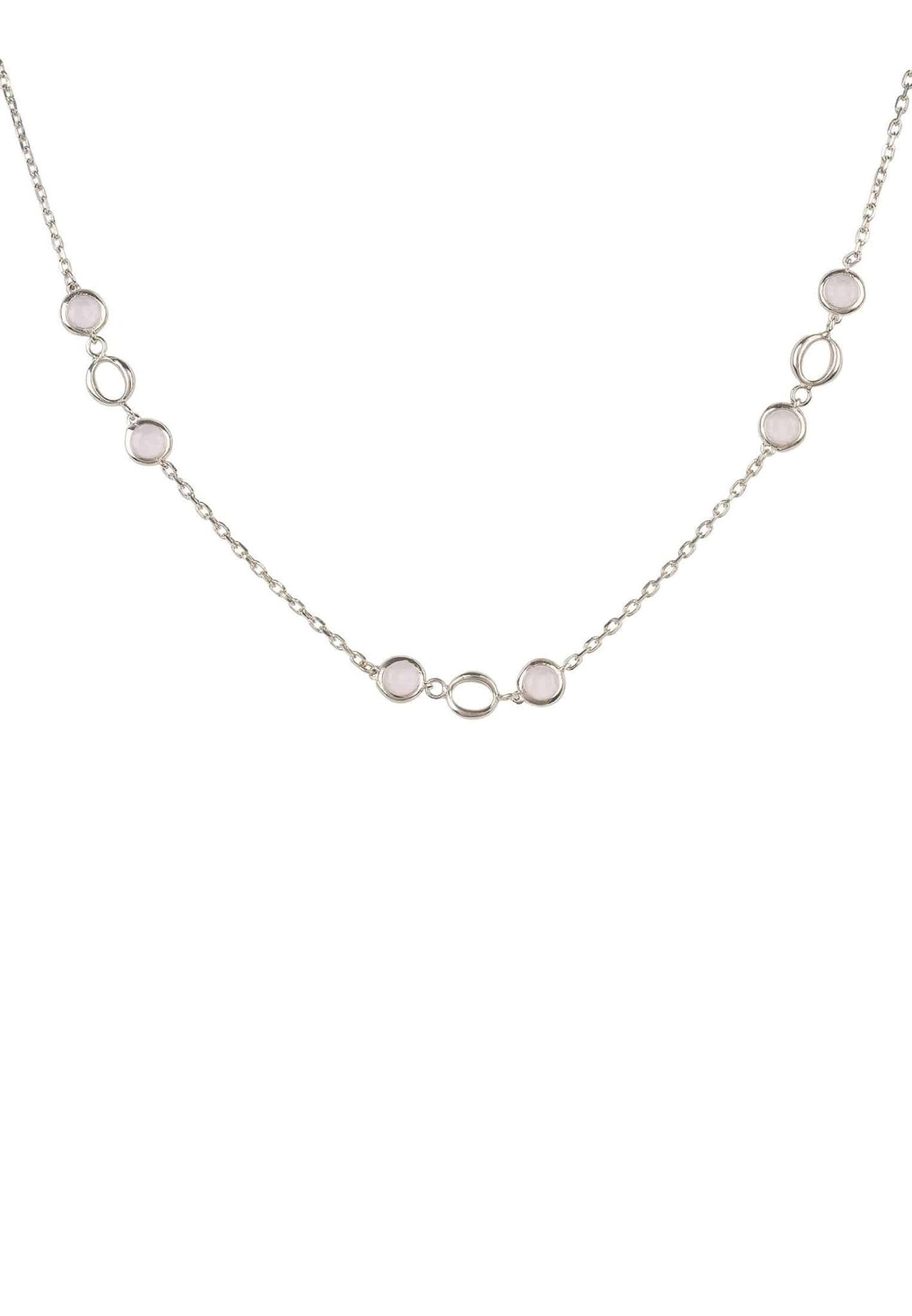 Milan Link Gemstone Necklace Silver Rose Quartz - LATELITA Necklaces