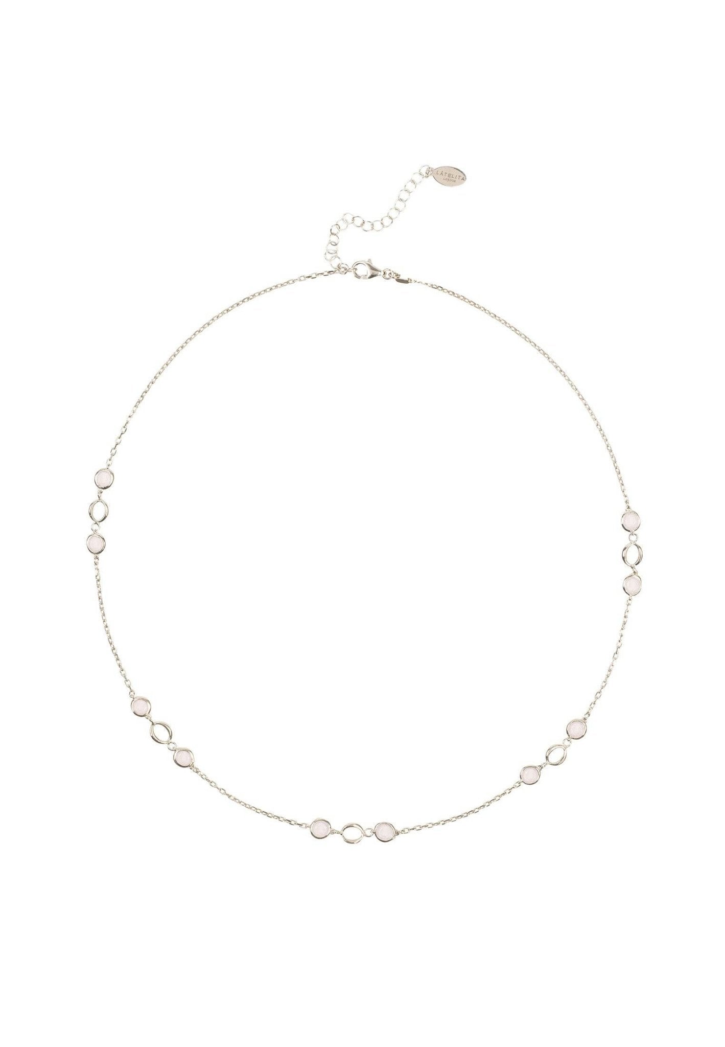 Milan Link Gemstone Necklace Silver Rose Quartz - LATELITA Necklaces