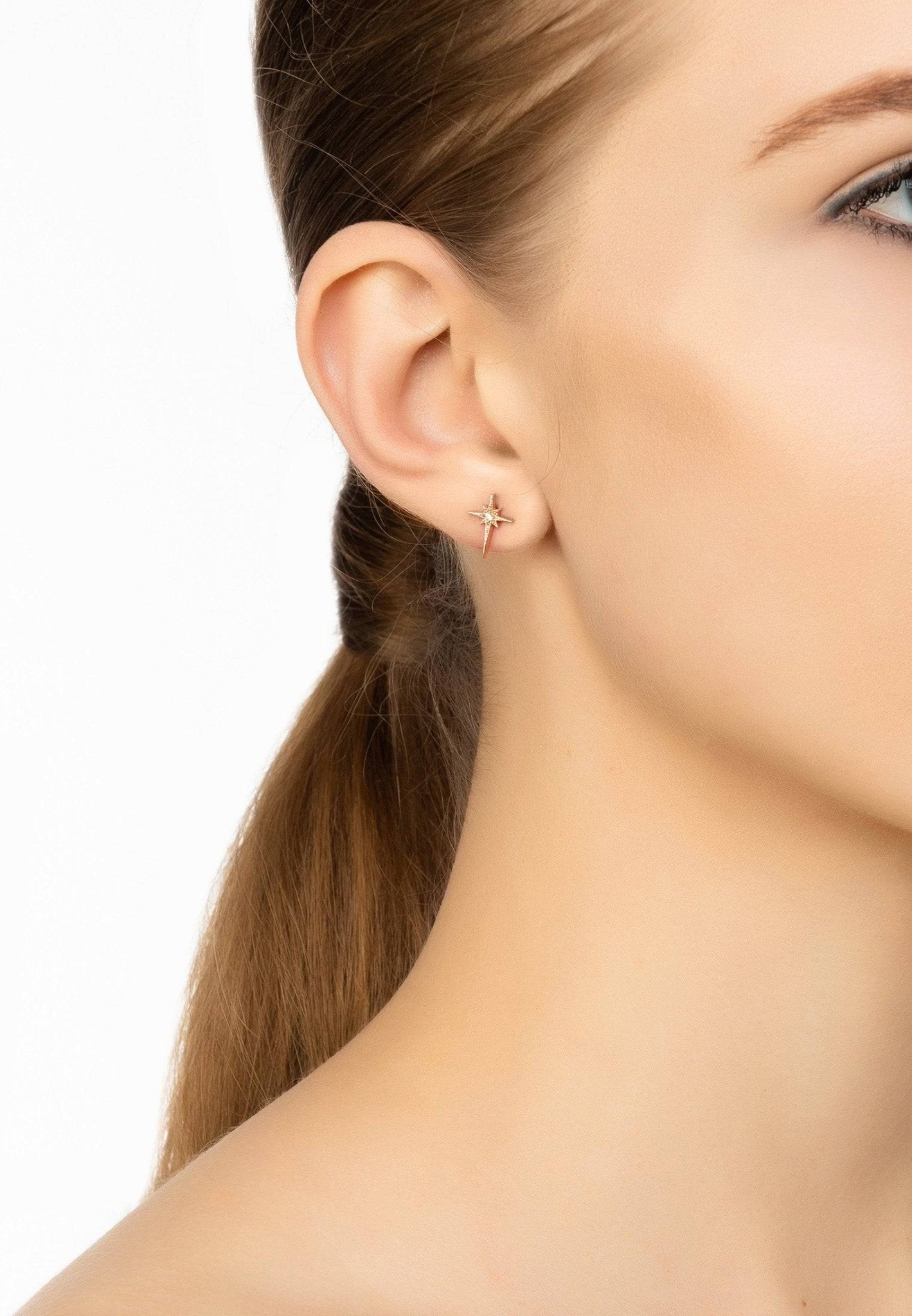 Mini Star Burst Small Stud Earrings Rosegold - LATELITA Earrings