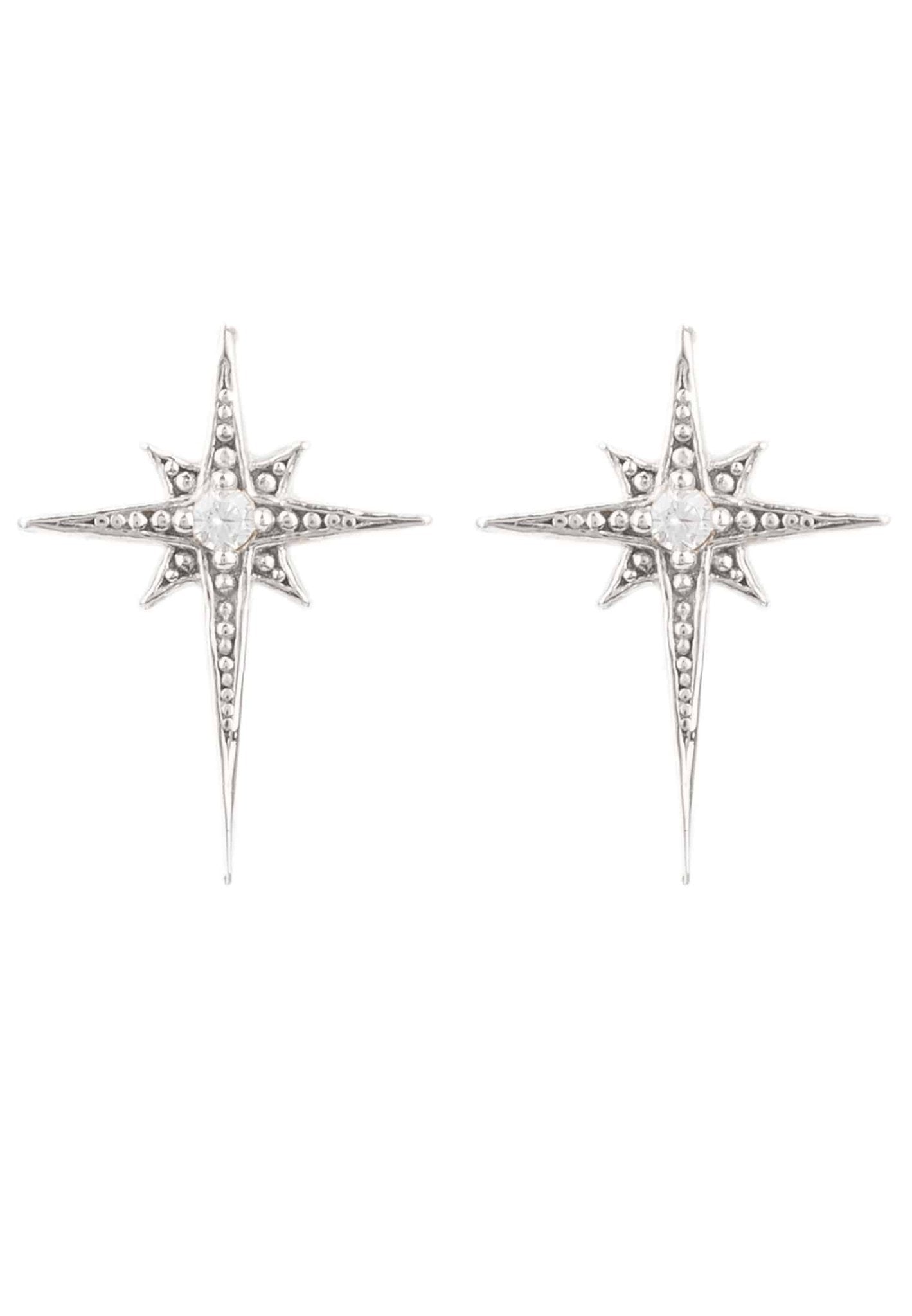 Mini Star Burst Small Stud Earrings Silver - LATELITA Earrings
