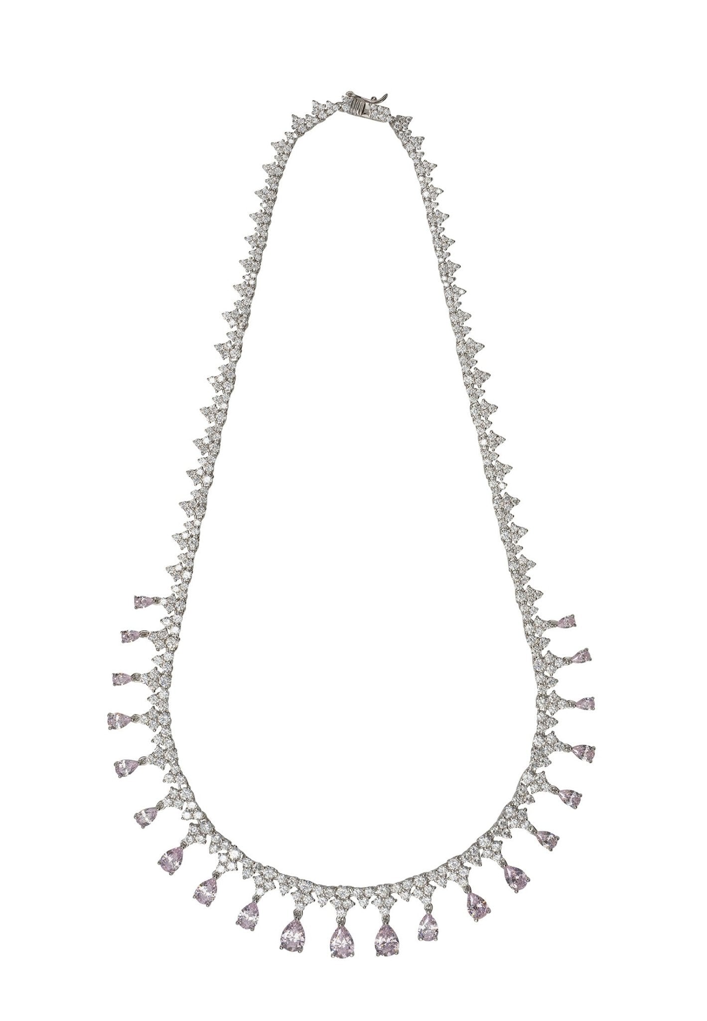 Monroe Gemstone Statement Necklace Morganite Silver - LATELITA Necklaces