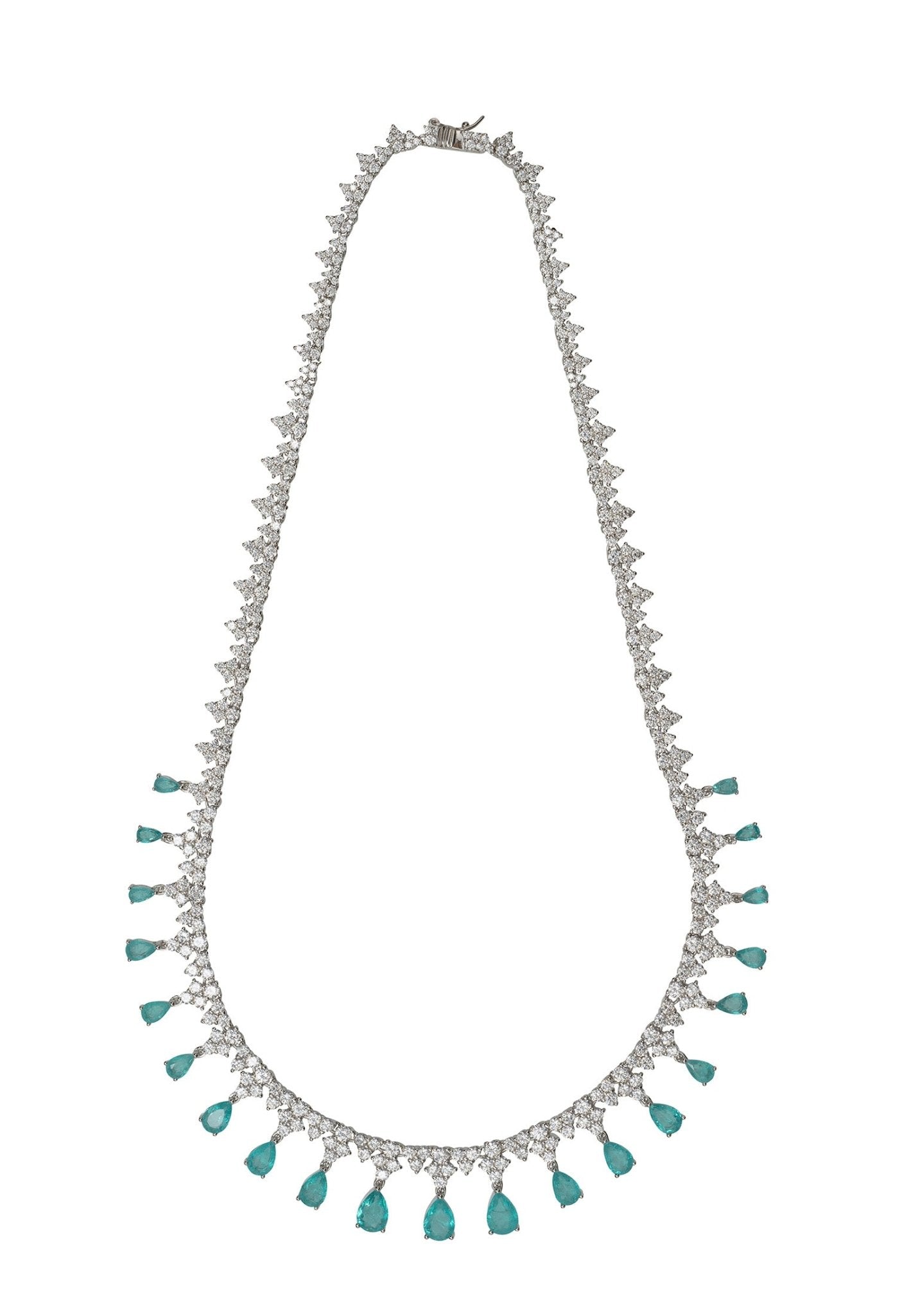 Monroe Gemstone Statement Necklace Paraiba Tourmaline Silver - LATELITA Necklaces