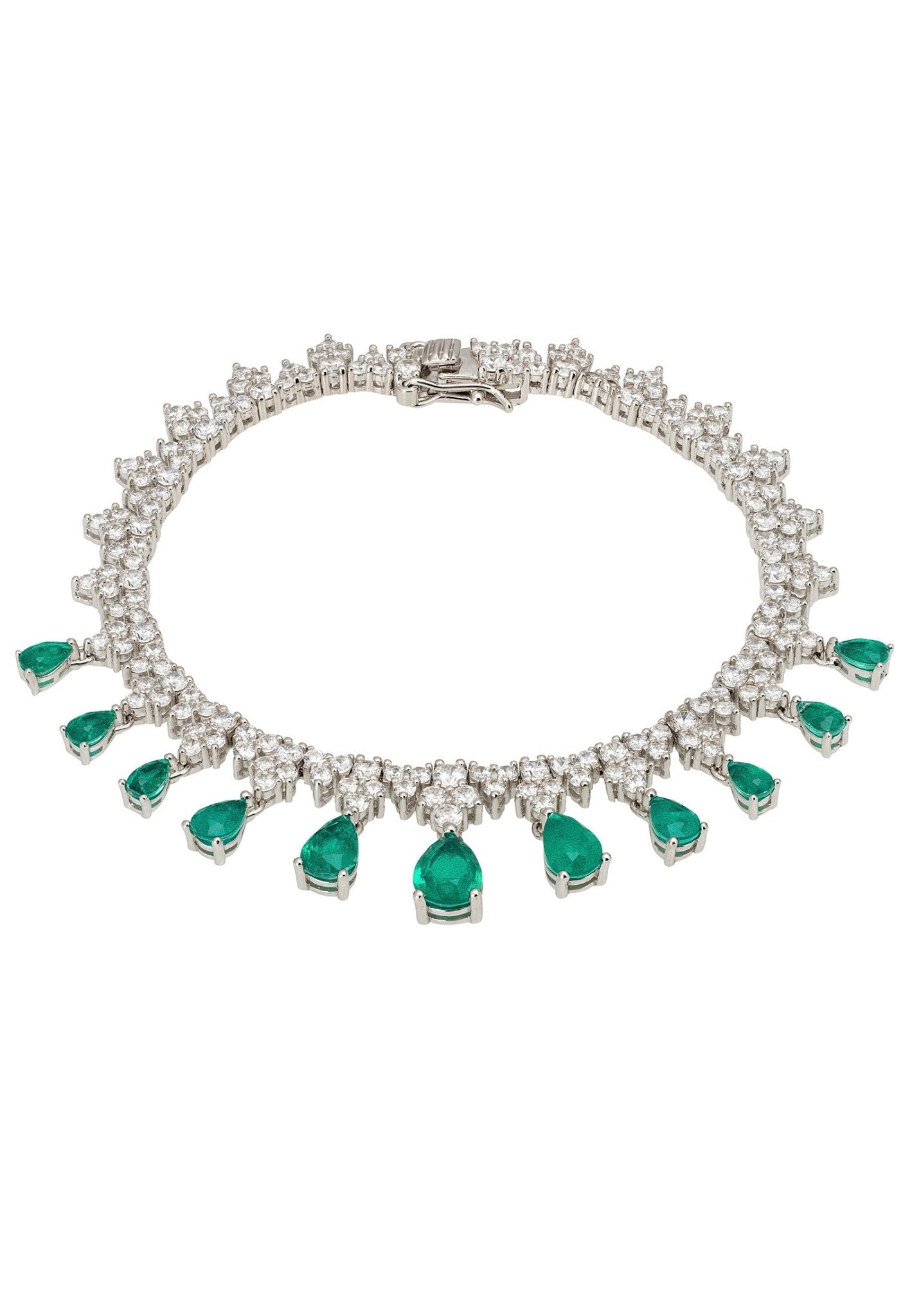Monroe Gemstone Tennis Bracelet Colombian Emerald Silver - LATELITA Bracelets