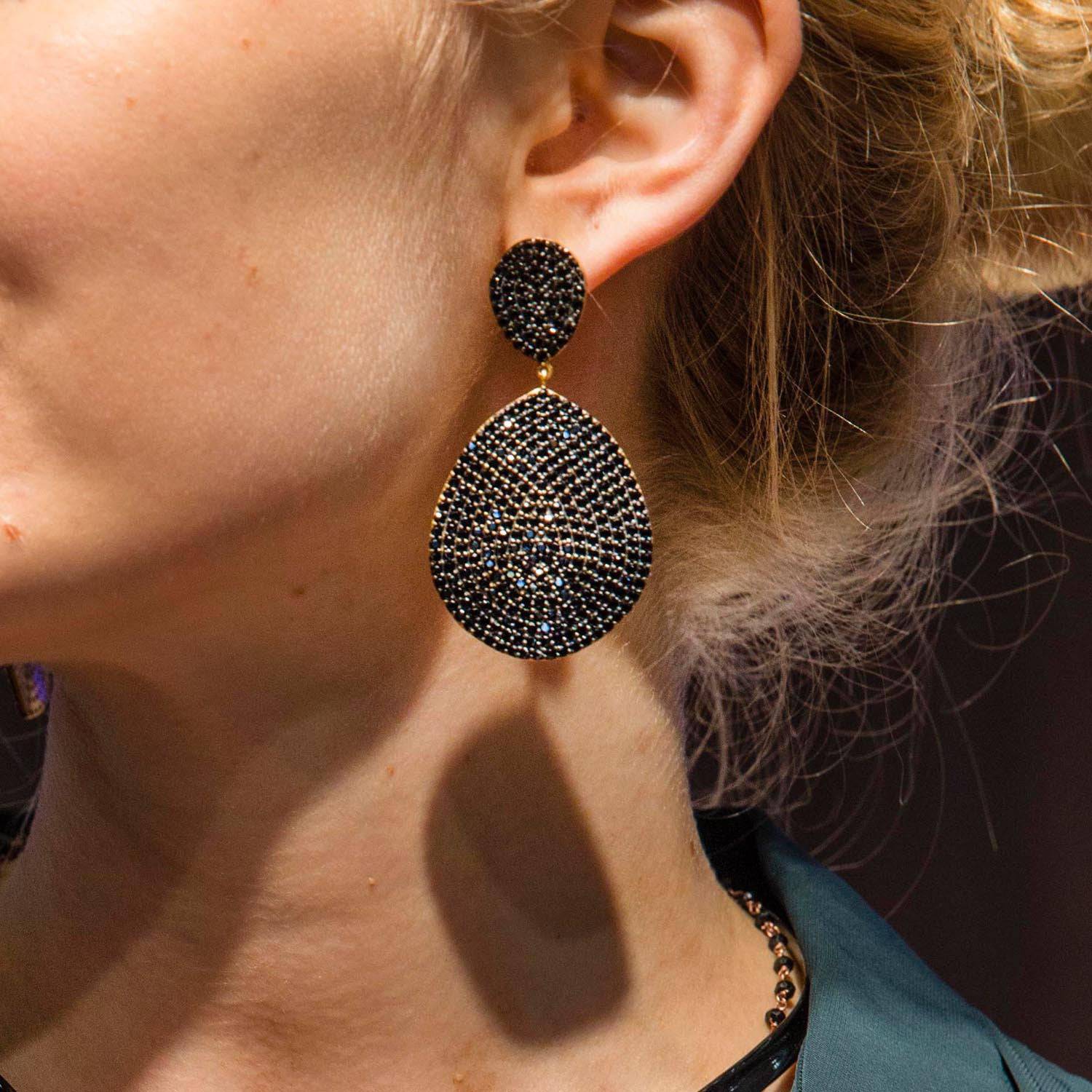 Monte Carlo Earrings Gold Black Zircon - LATELITA Earrings