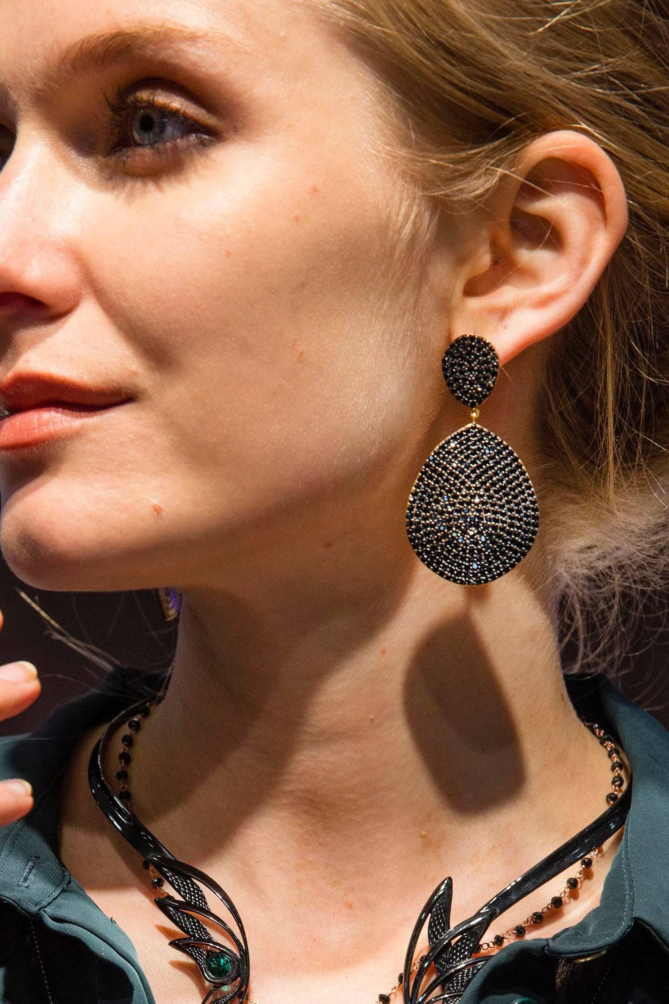 Monte Carlo Earrings Gold Black Zircon - LATELITA Earrings