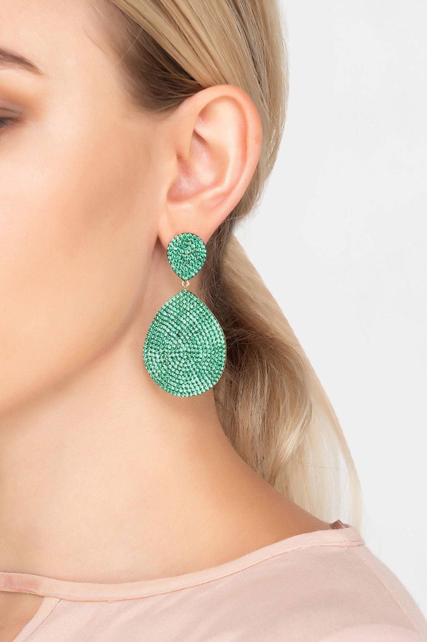 Monte Carlo Earrings Gold Emerald Zircon - LATELITA Earrings