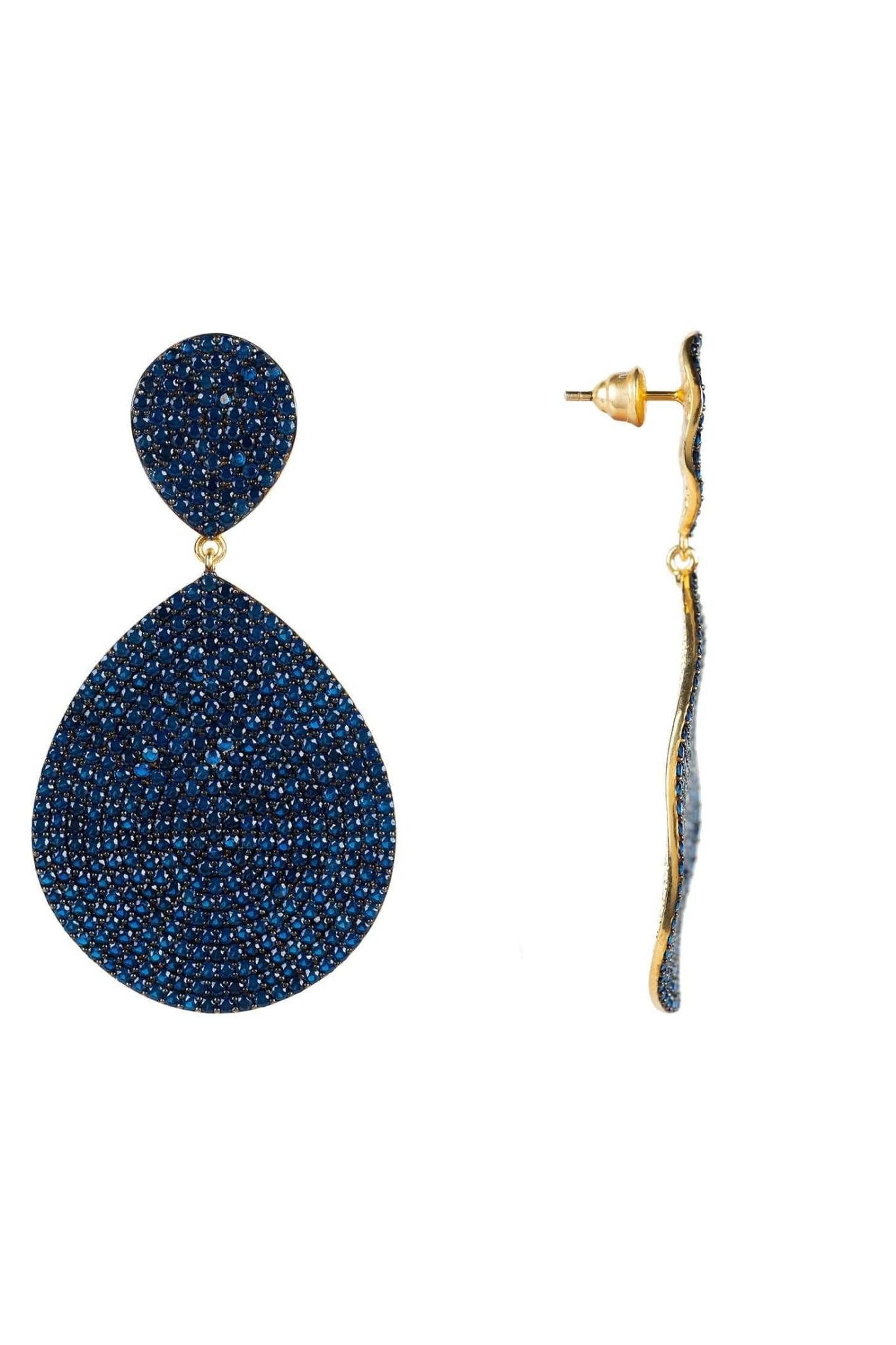 Monte Carlo Earrings Gold Sapphire Zircon - LATELITA Earrings