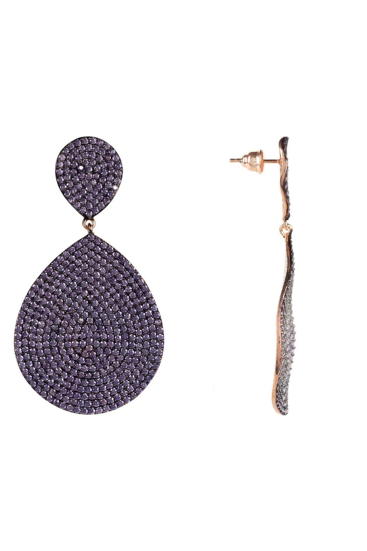 Monte Carlo Earrings Rosegold Amethyst Zircon - LATELITA Earrings