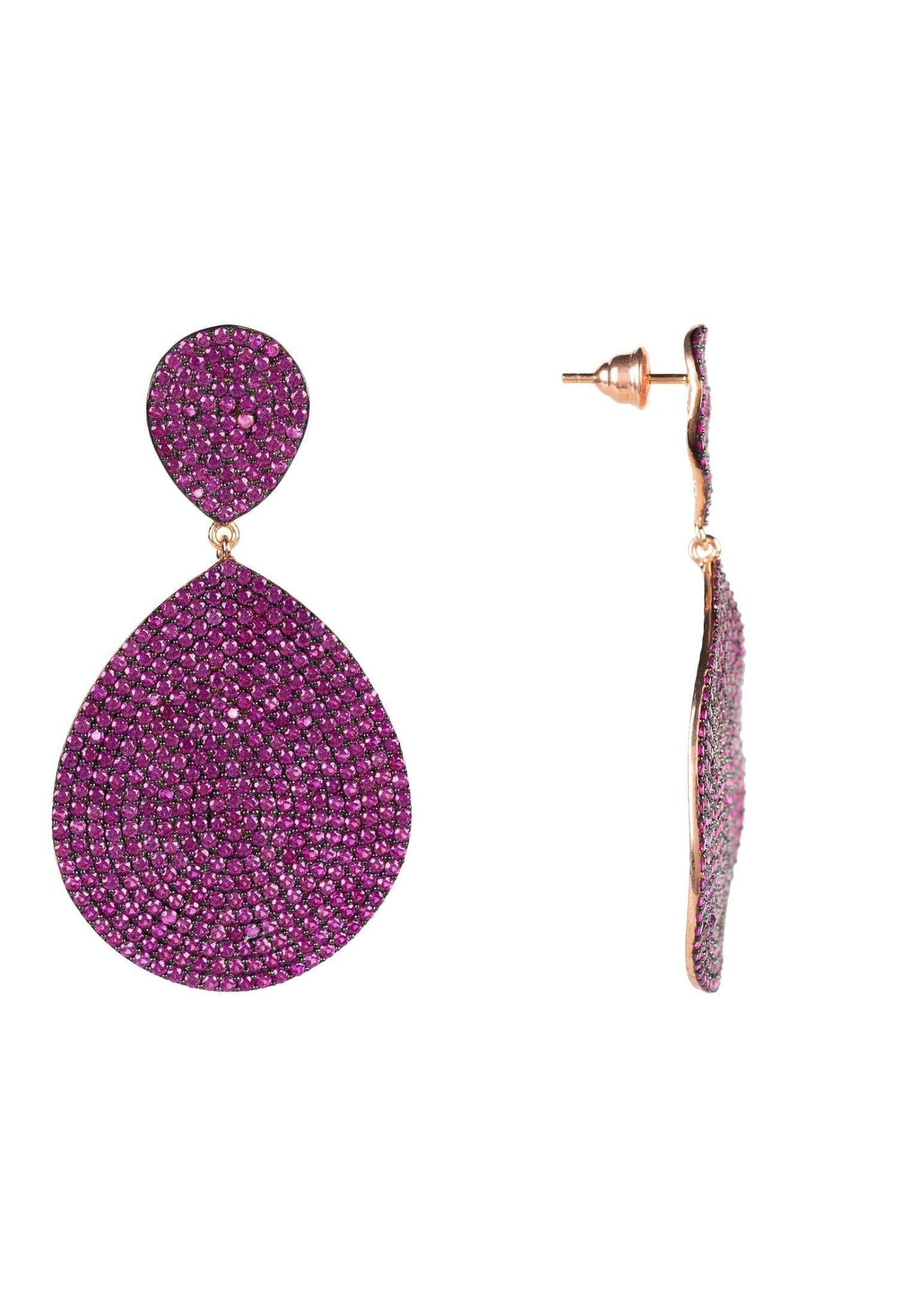 Monte Carlo Earrings Ruby Cz Rosegold - LATELITA Earrings