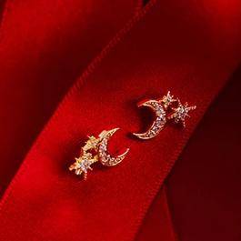 Moon And Starburst Mini Earrings Gold - LATELITA Earrings