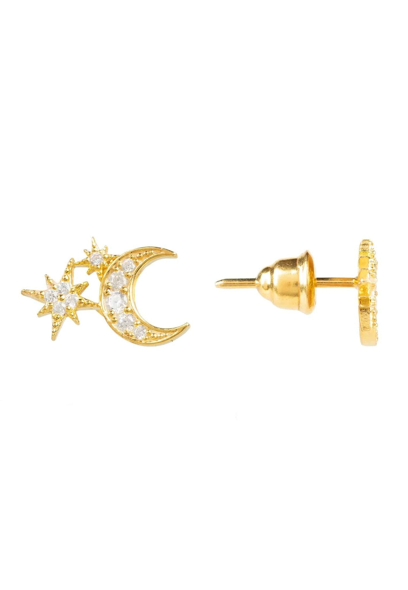 Moon And Starburst Mini Earrings Gold - LATELITA Earrings