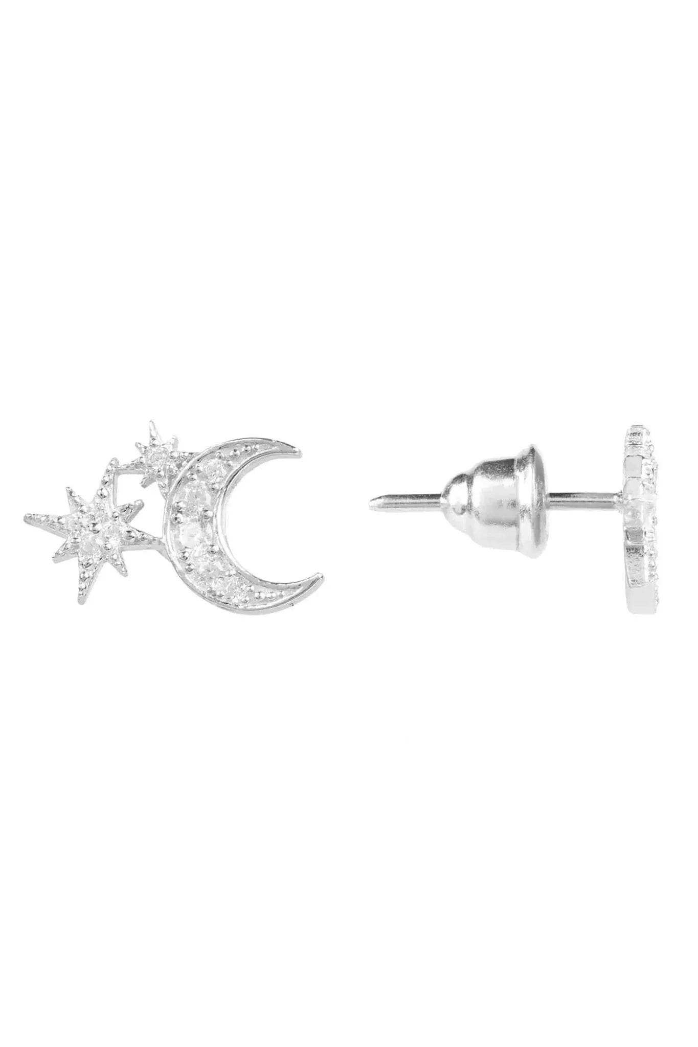 Moon And Starburst Mini Earrings Silver - LATELITA Earrings