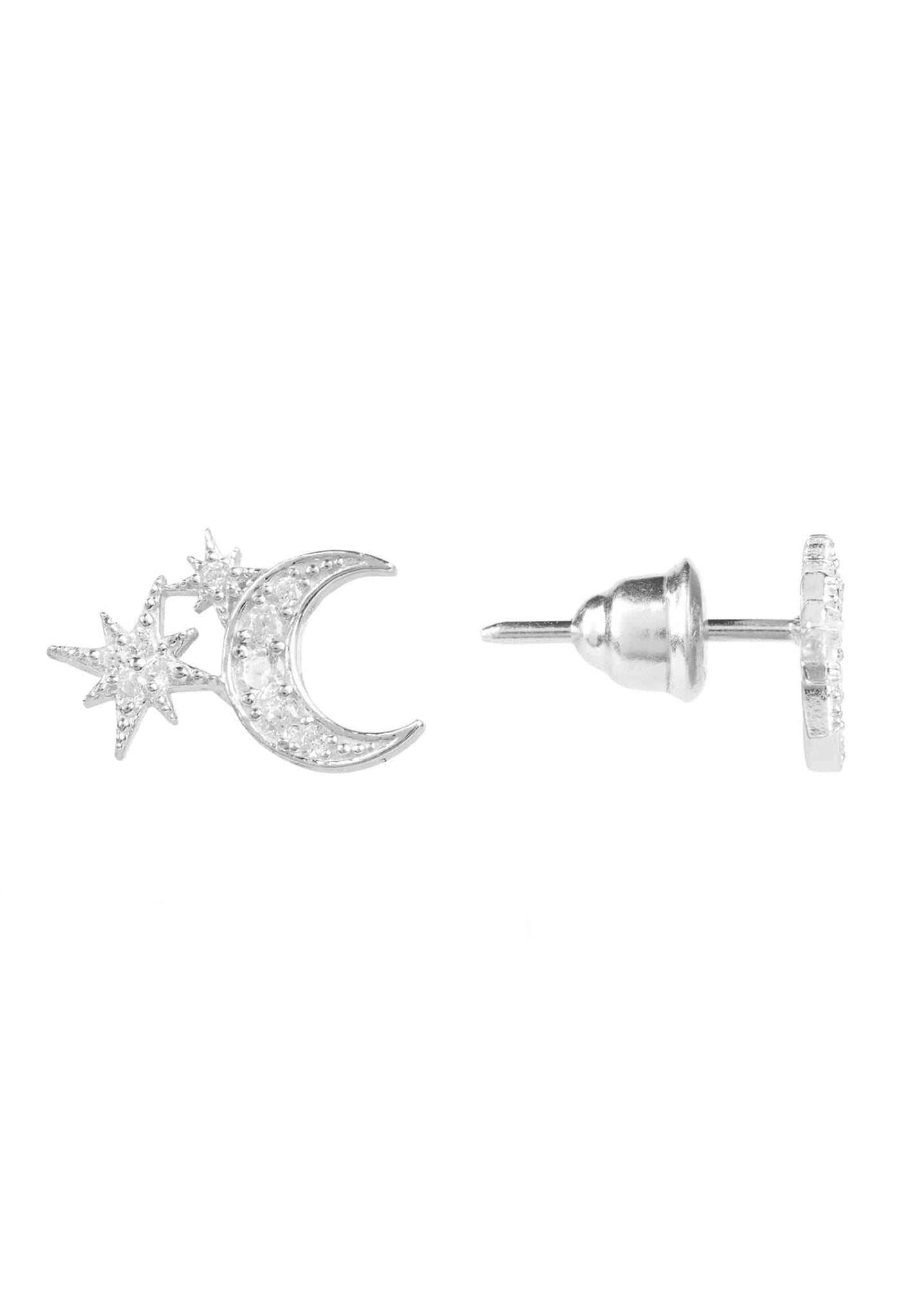 Moon And Starburst Mini Earrings Silver - LATELITA Earrings