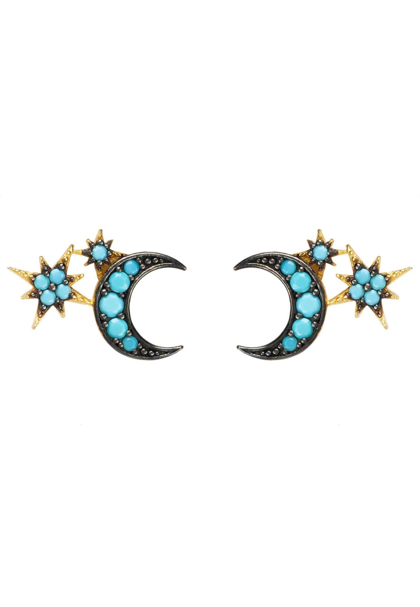 Moon And Starburst Mini Earrings Turquoise - LATELITA Earrings