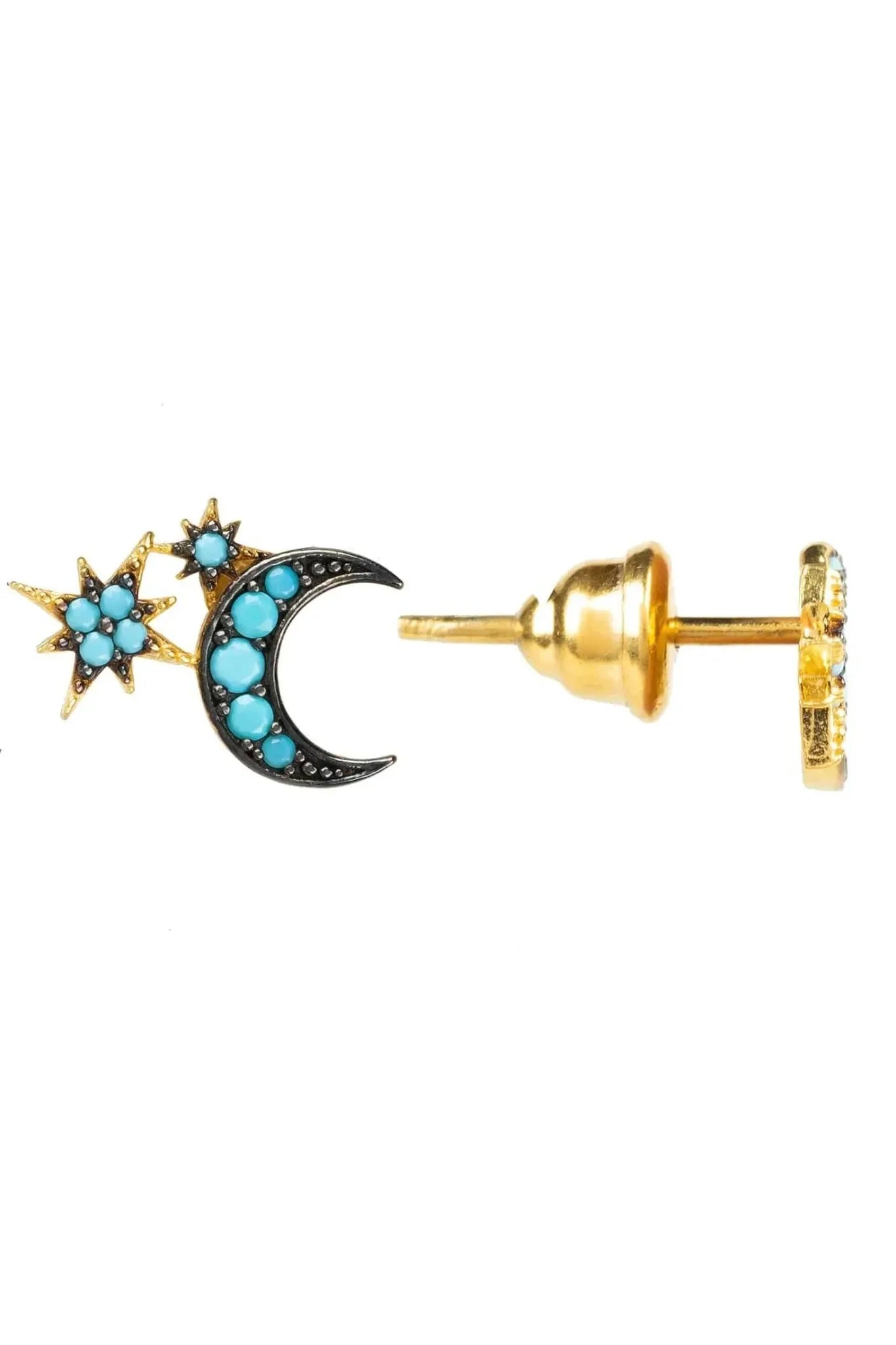 Moon And Starburst Mini Earrings Turquoise - LATELITA Earrings