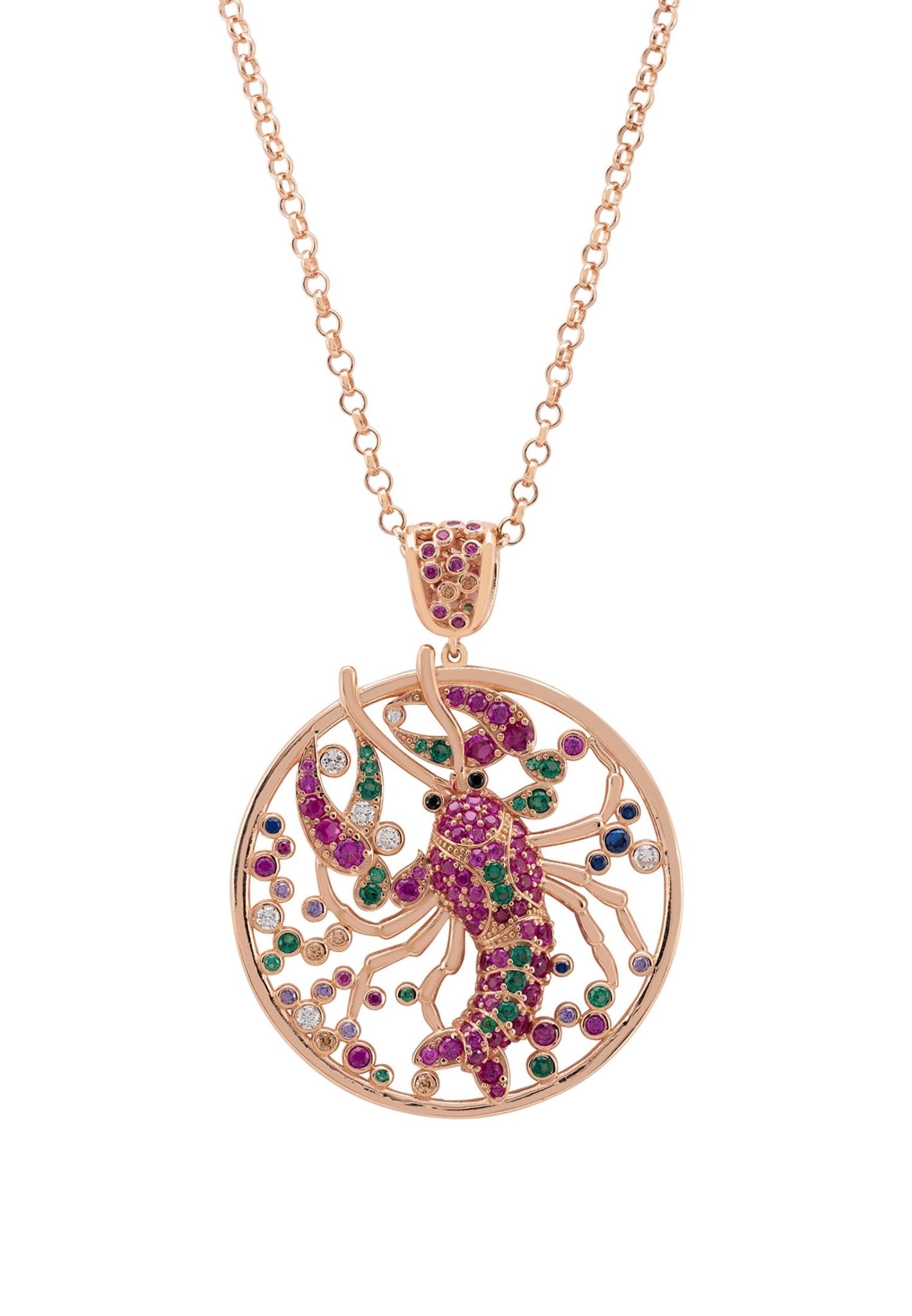 My Lobster Pendant Necklace Rosegold Pink - LATELITA Necklaces
