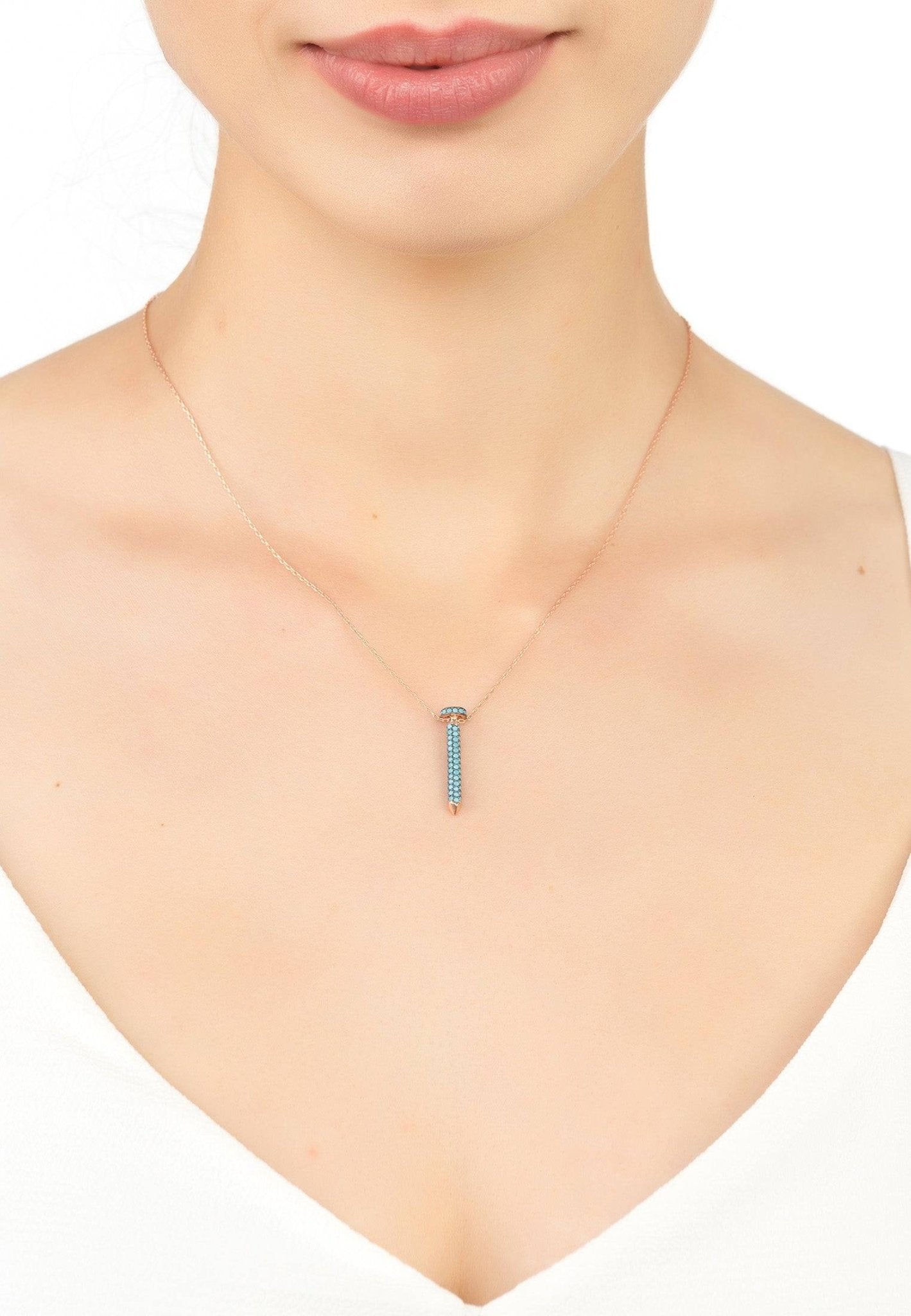 Nail Turquoise Necklace Rosegold - LATELITA Necklaces