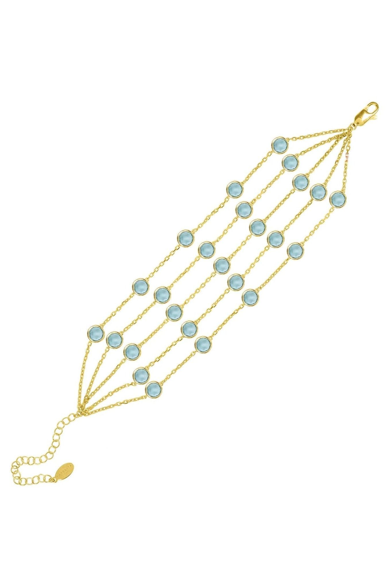 Naples Statement Gemstone Bracelet Gold Blue Topaz - LATELITA Bracelets