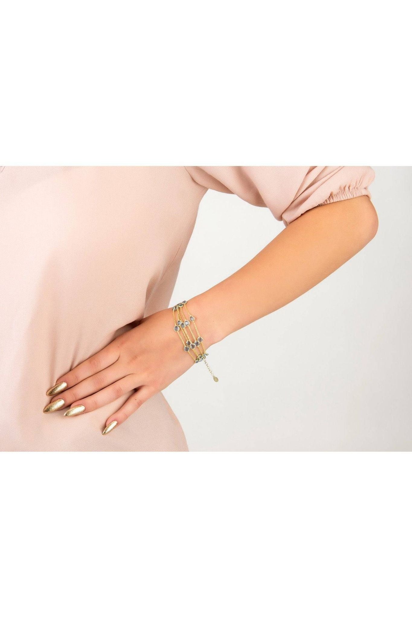 Naples Statement Gemstone Bracelet Gold Blue Topaz - LATELITA Bracelets