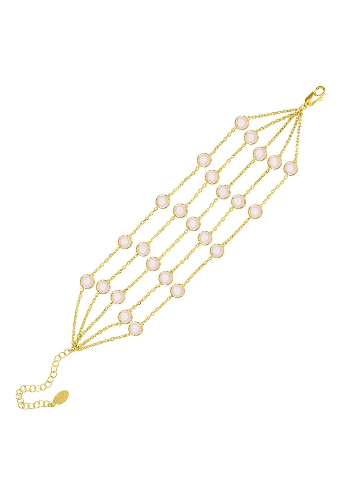 Naples Statement Gemstone Bracelet Gold Rose Quartz - LATELITA Bracelets