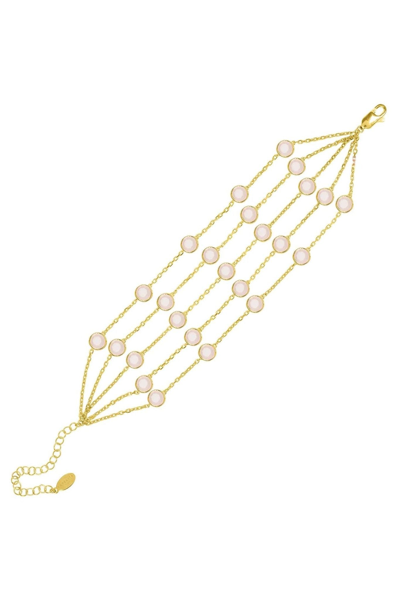 Naples Statement Gemstone Bracelet Gold Rose Quartz - LATELITA Bracelets