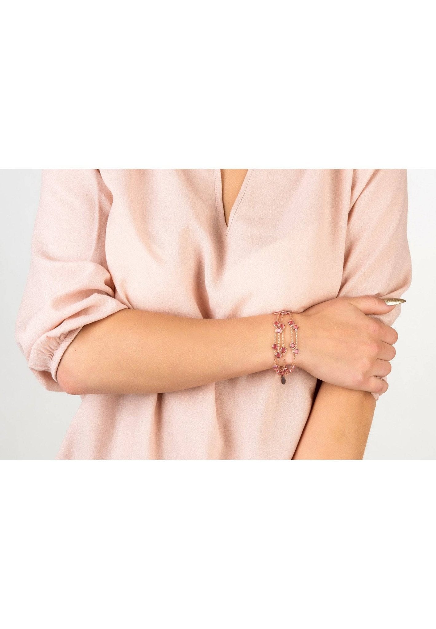 Naples Statement Gemstone Bracelet Rose Gold Pink Tourmaline - LATELITA Bracelets