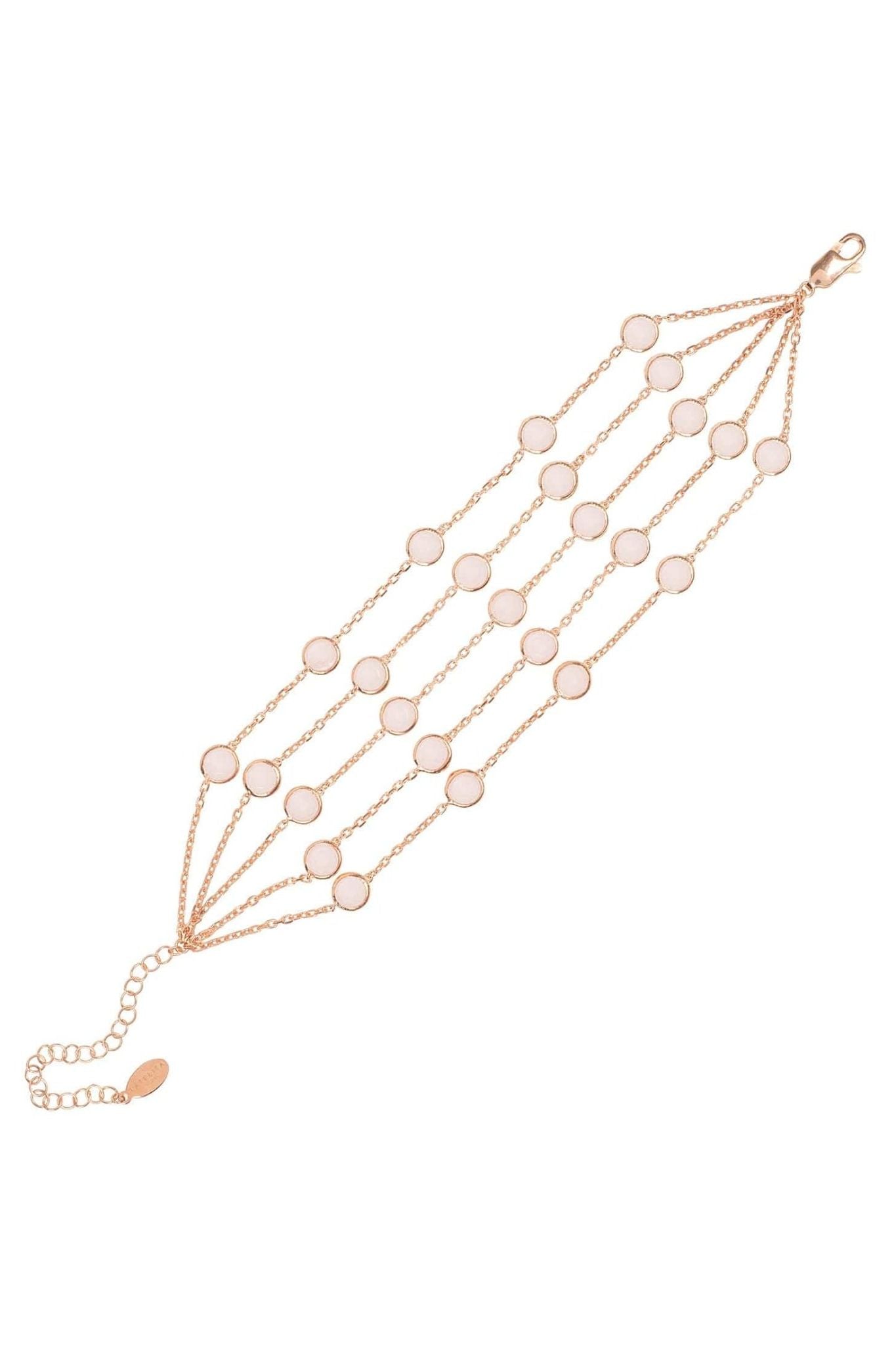 Naples Statement Gemstone Bracelet Rose Gold Rose Quartz - LATELITA Bracelets